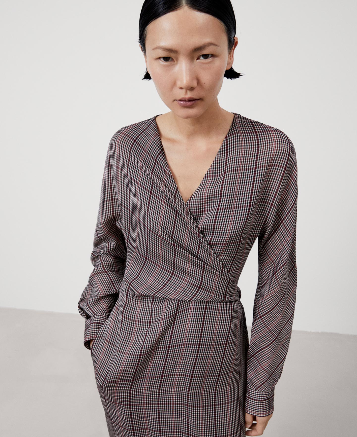Check Viscosa Wrap Dress
