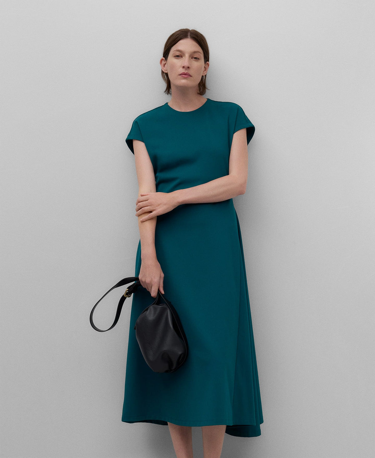 Lateral Godet Dress in Turquoise