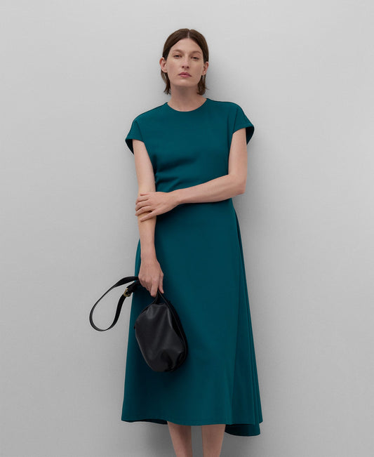 Lateral Godet Dress in Turquoise