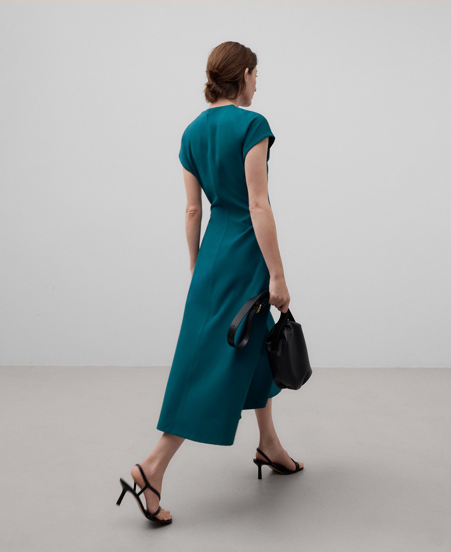 Lateral Godet Dress in Turquoise