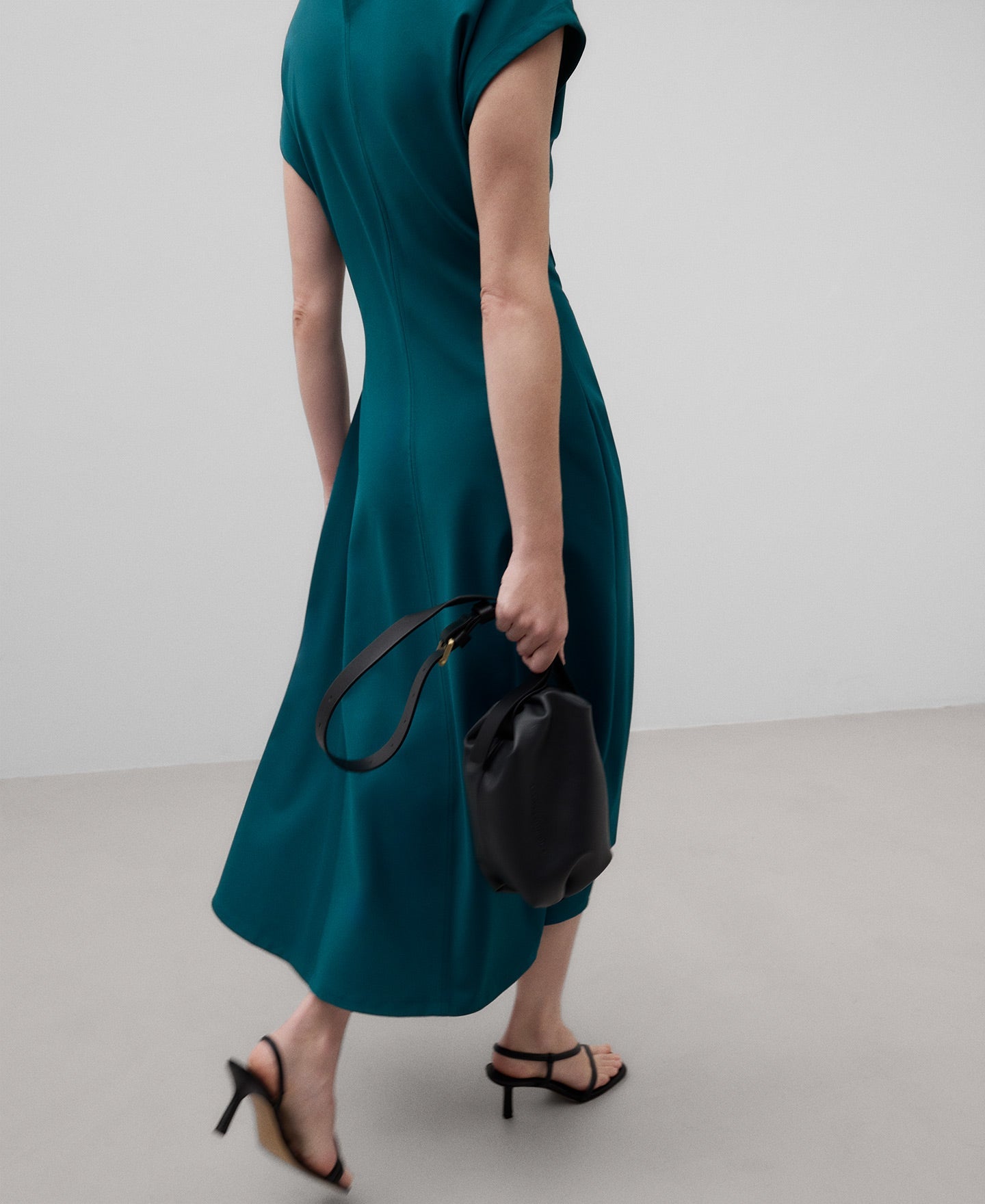Lateral Godet Dress in Turquoise