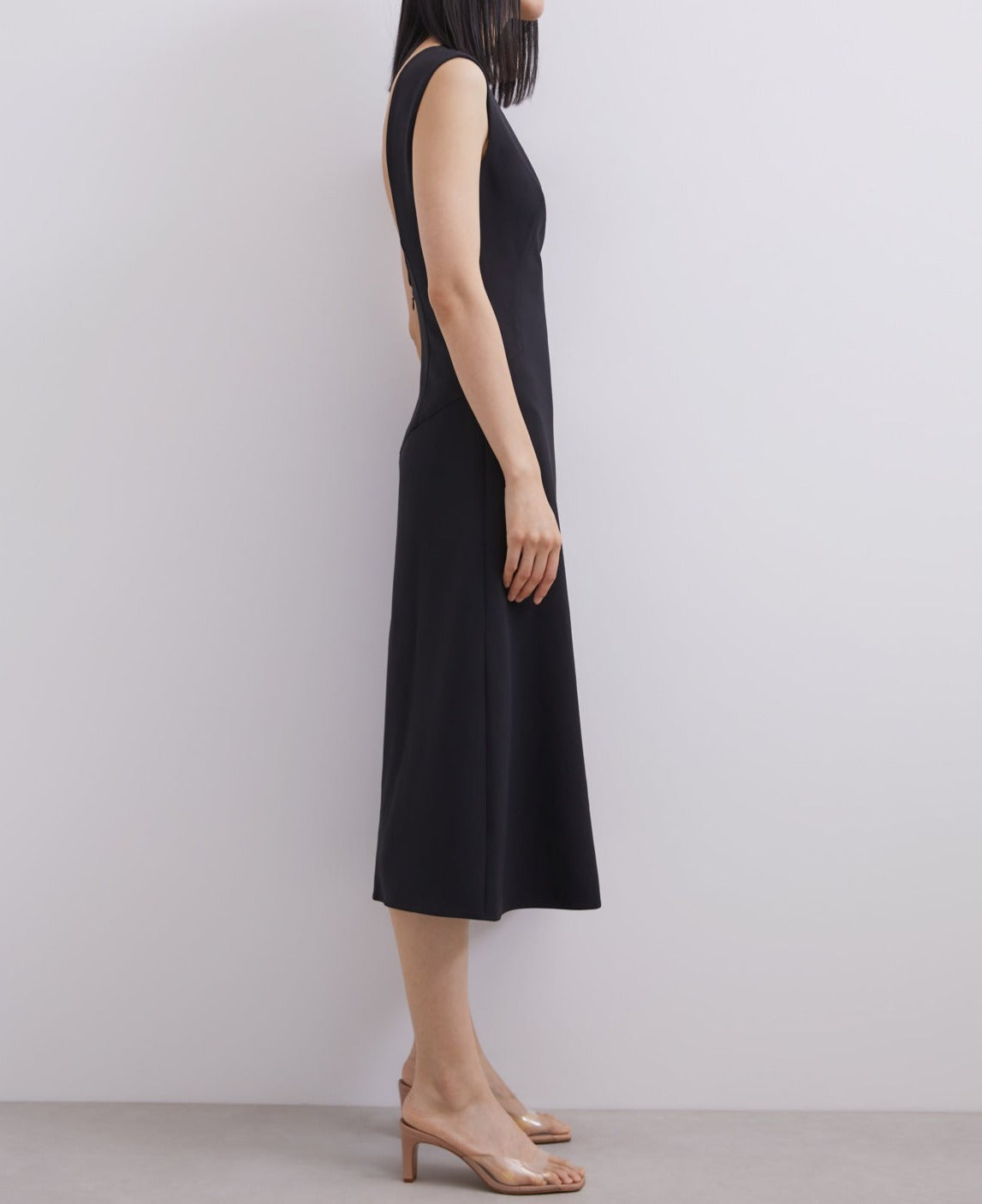Black Open Back Midi Dress