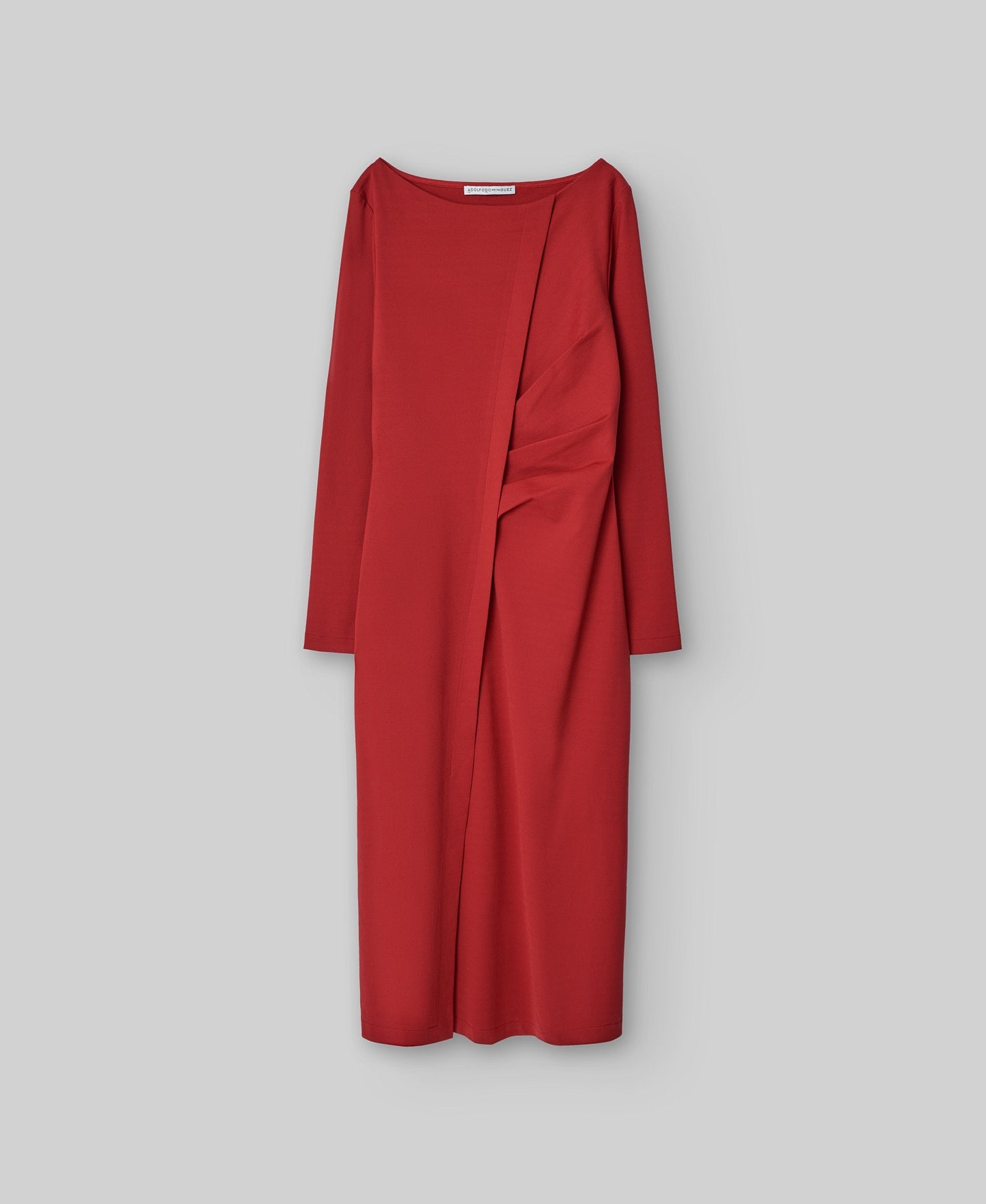 Midi Dress With Gather in Red