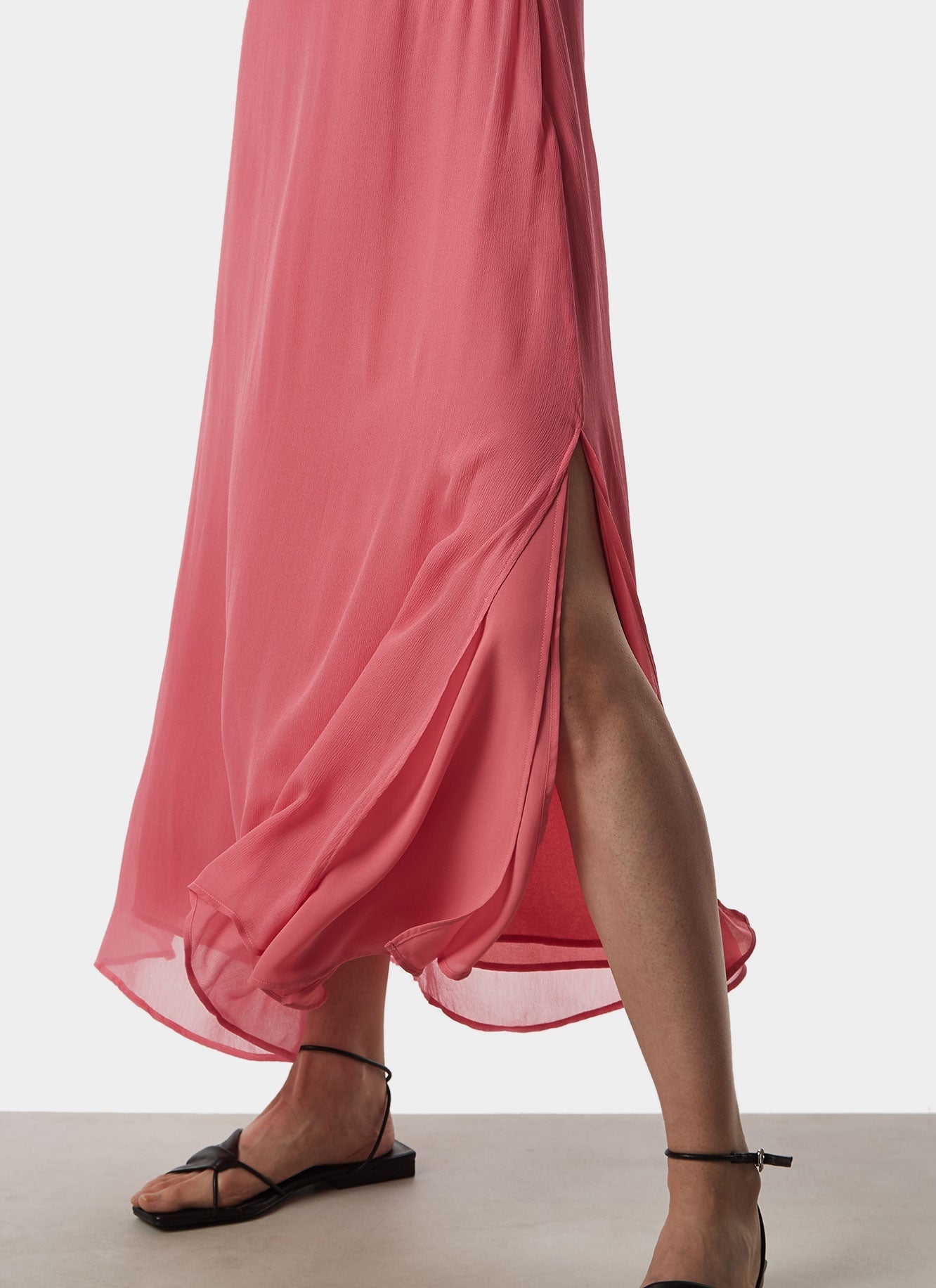Pink Midi Dress With Back Slit