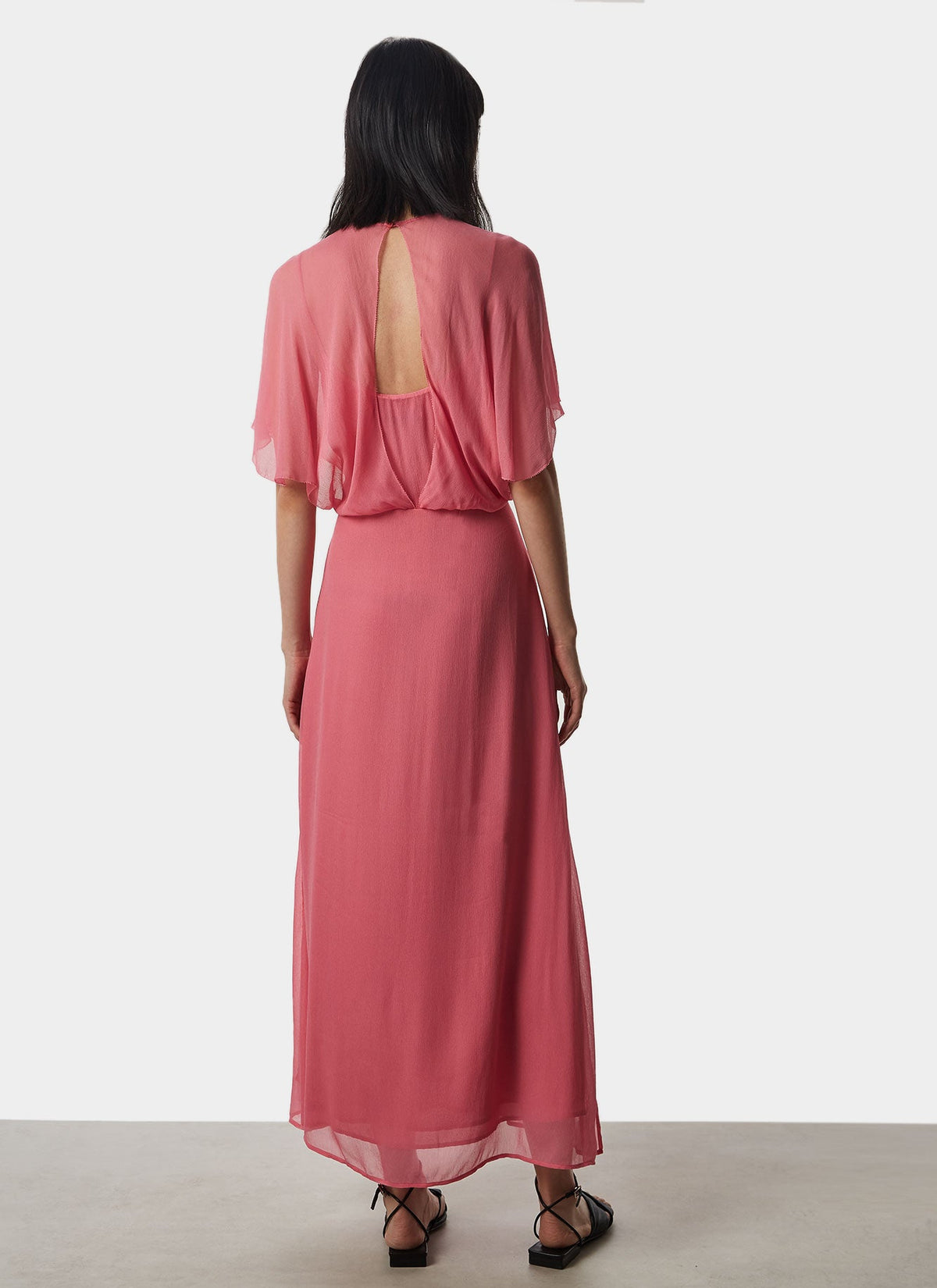 Pink Midi Dress With Back Slit