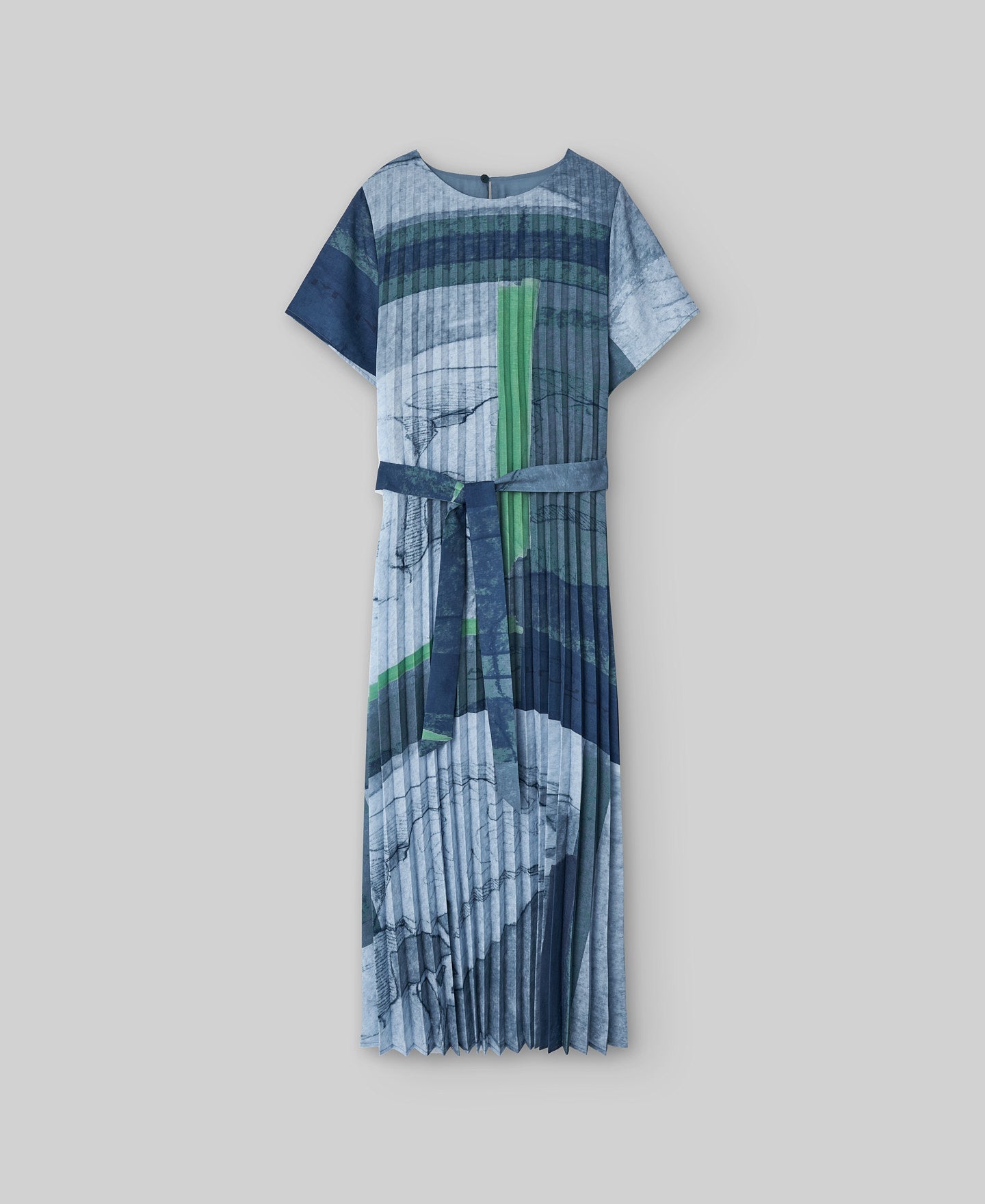 Printed midi crinkle dress woman in black/blue/green