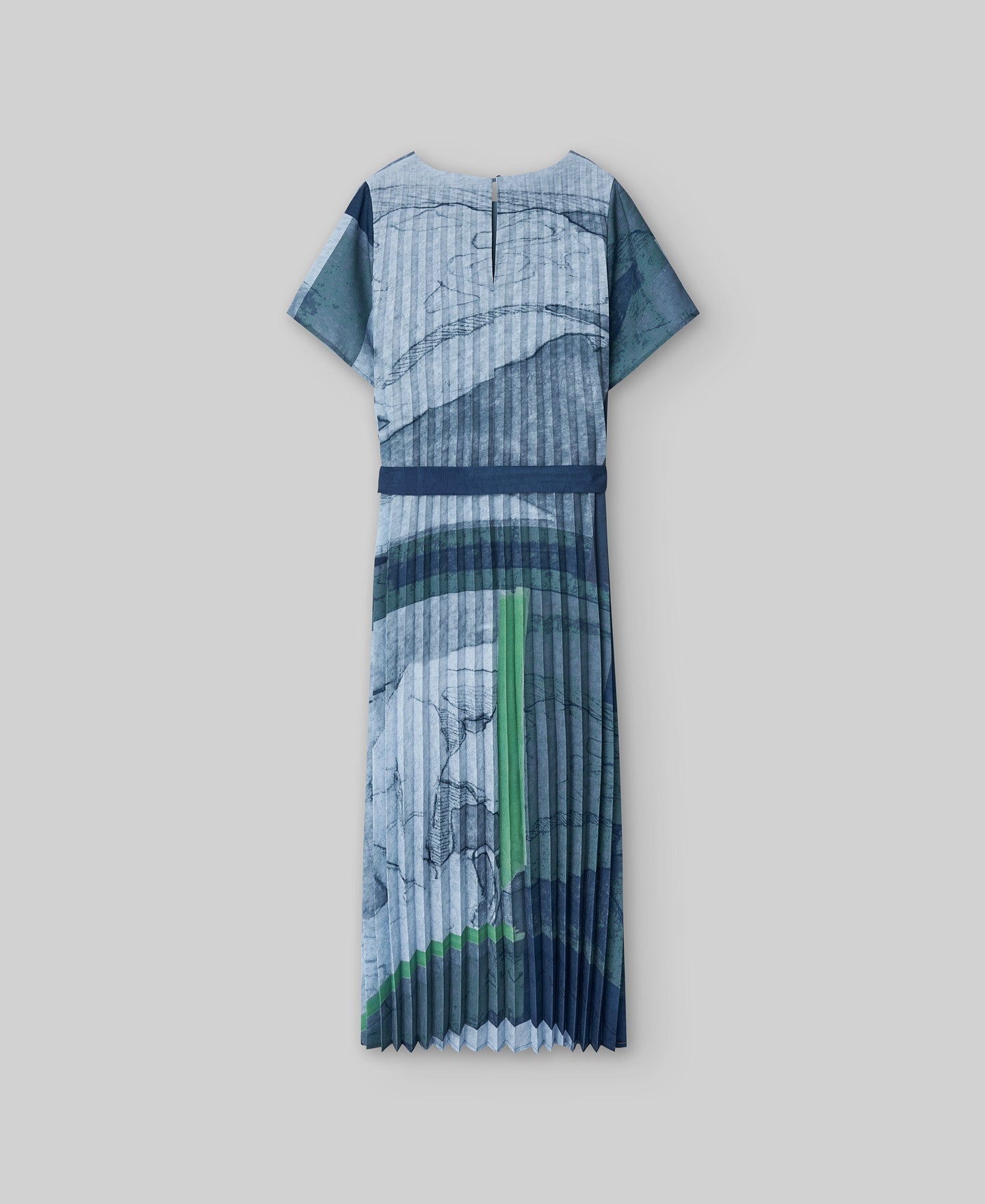 Printed midi crinkle dress woman in black/blue/green