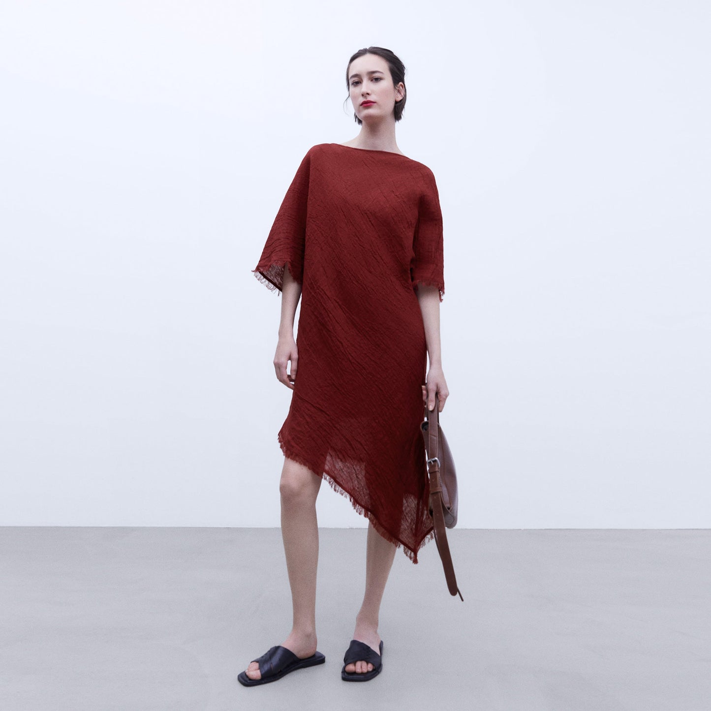 Maroon Linen Asymmetrical Tunic