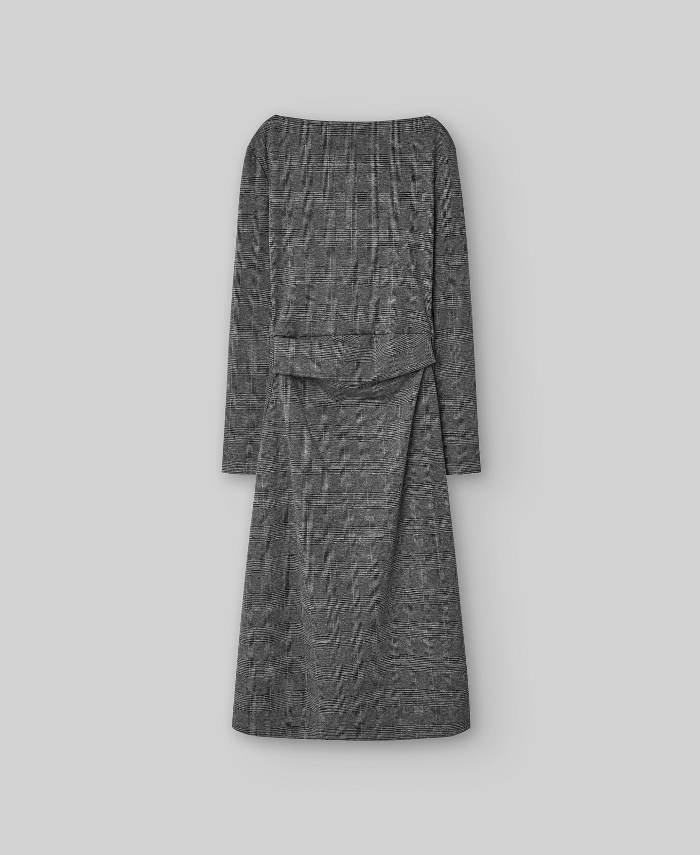 Printed dress with draped waist woman in grey/black