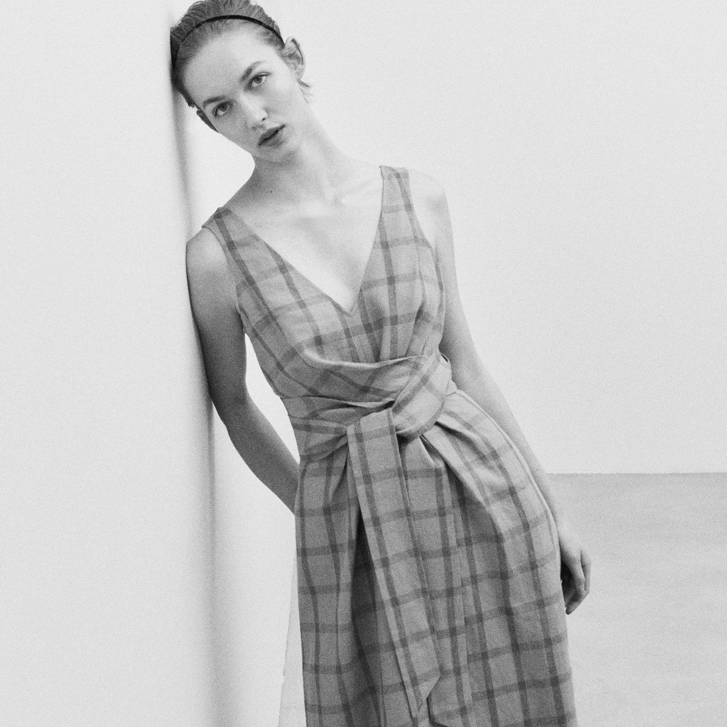 Check Print Green Straps Midi Dress