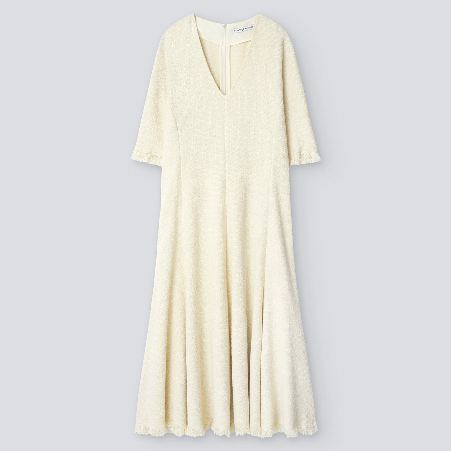 Ecru Dress With Frayed Hem