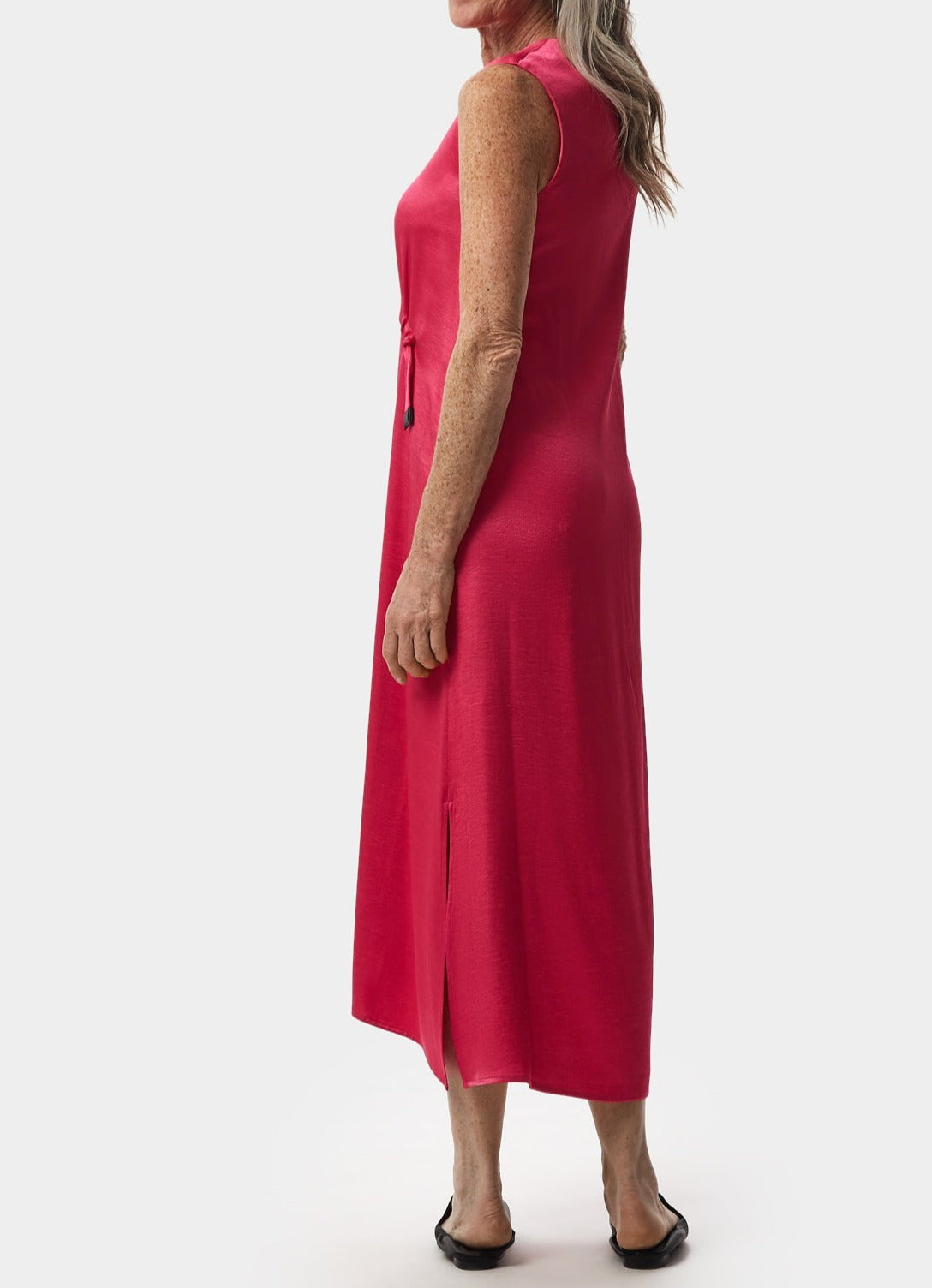 Pink Viscose Dress With Front Gathering
