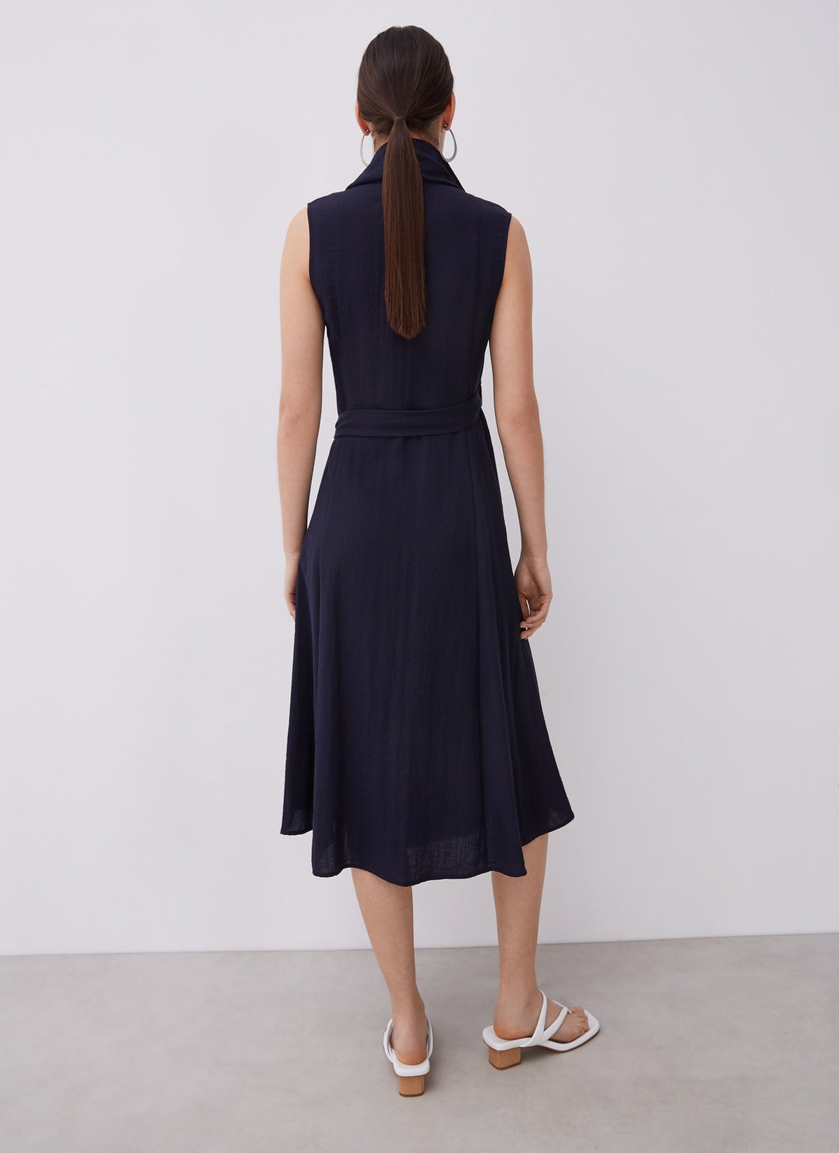 Navy Blue Midi Wrap Dress