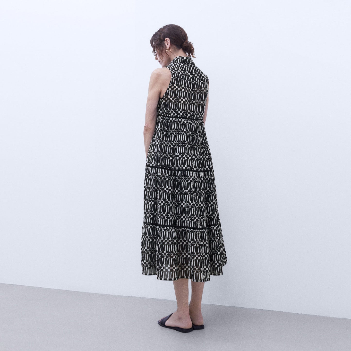 Monochrome Printed Cotton Shirt Dress