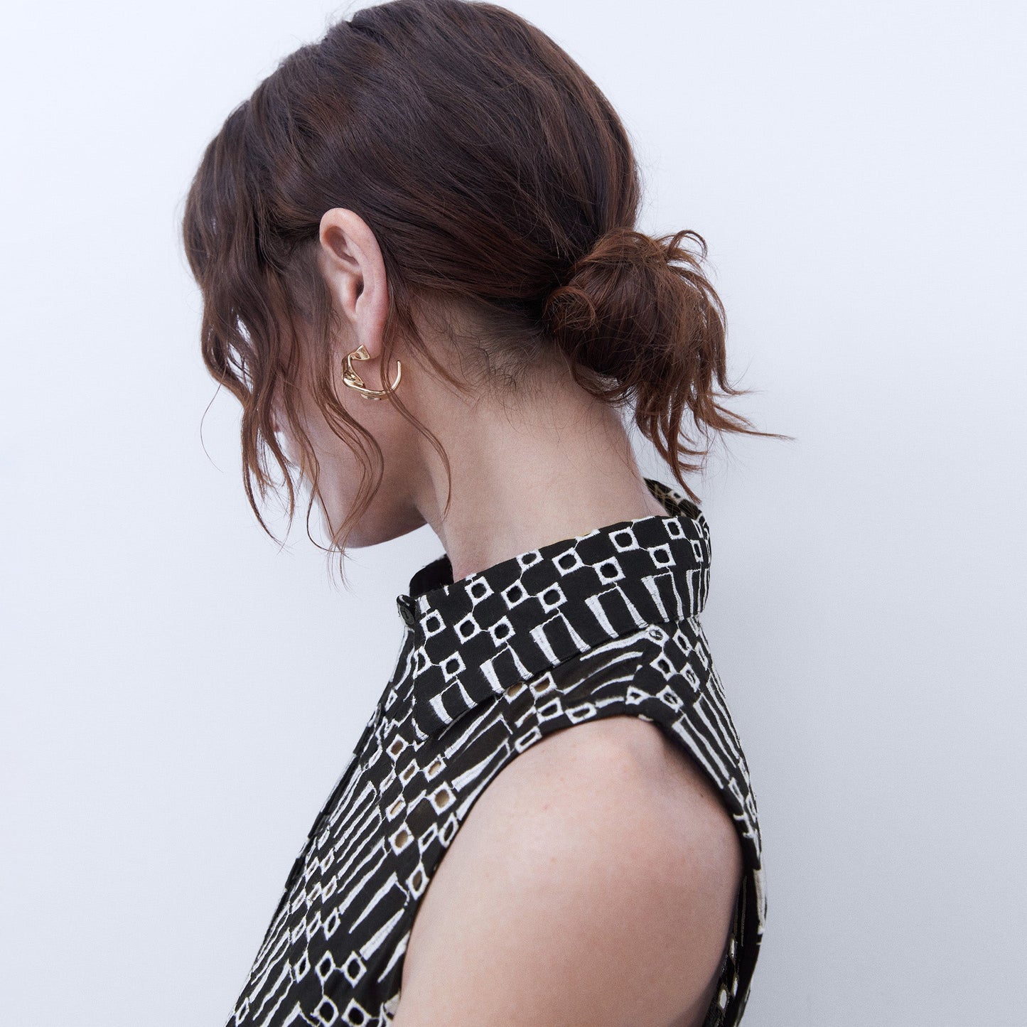 Monochrome Printed Cotton Shirt Dress