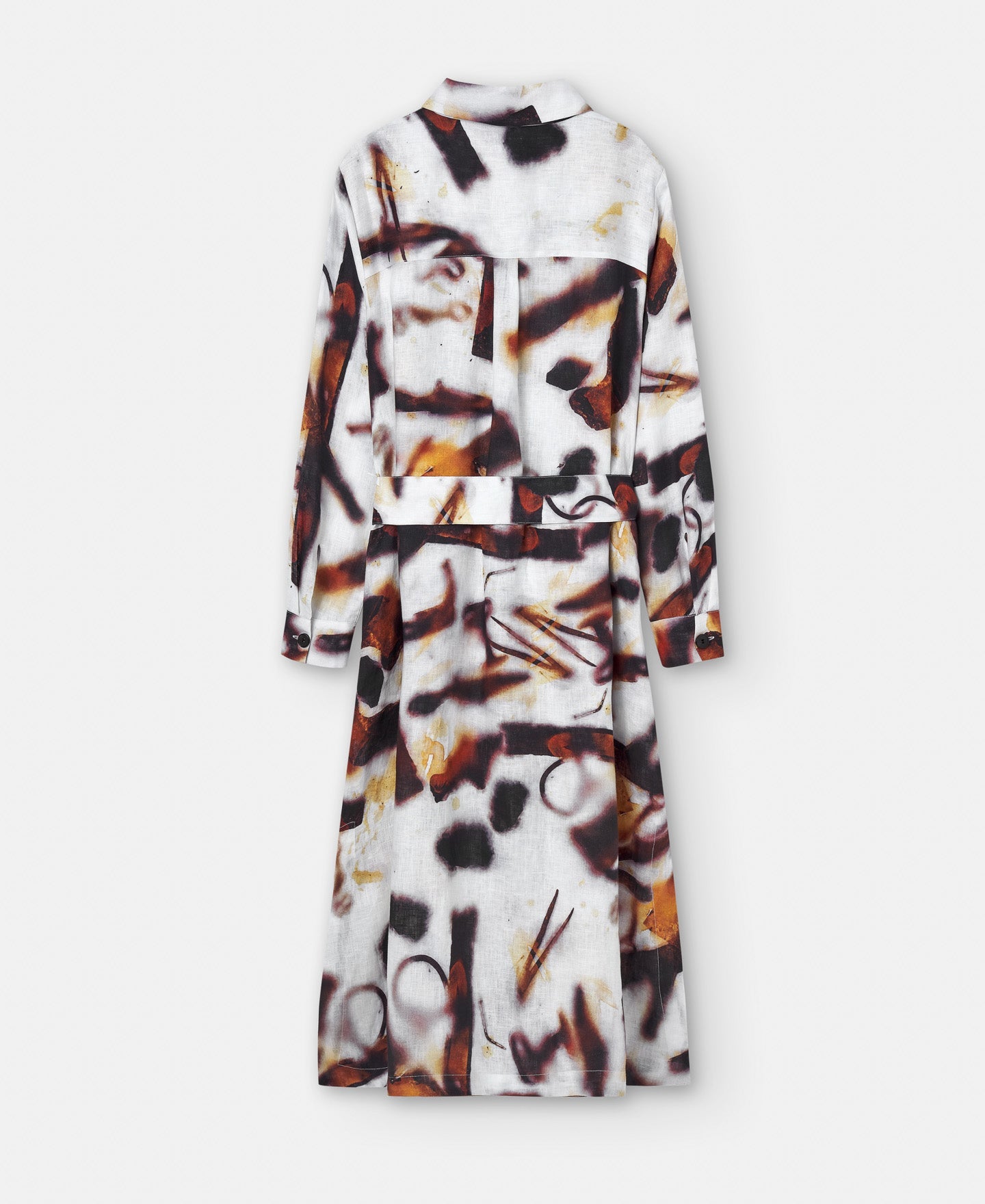 Yellow Print European Linen Shirt Dress