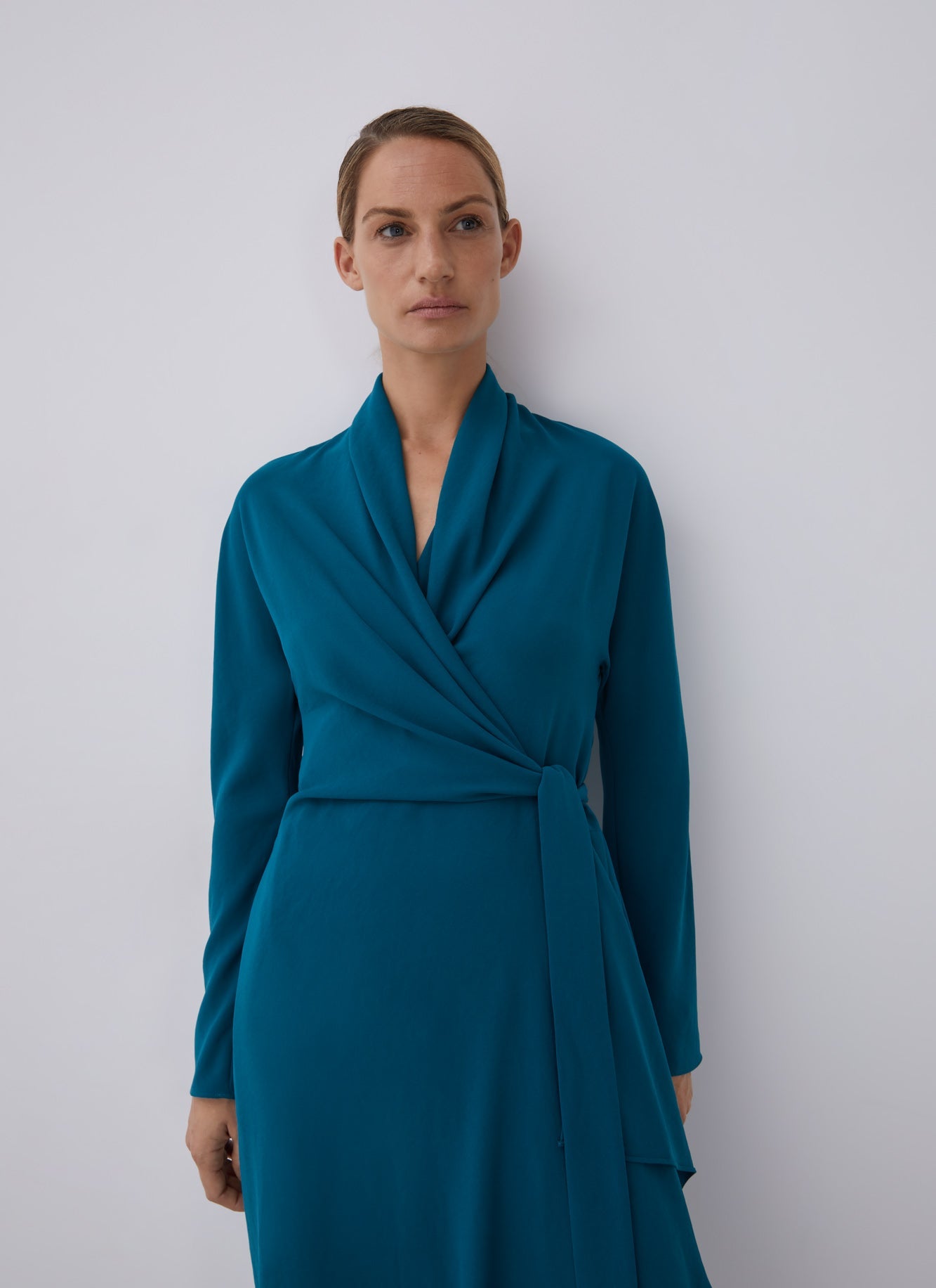 Blue Midi Godet Side Dress