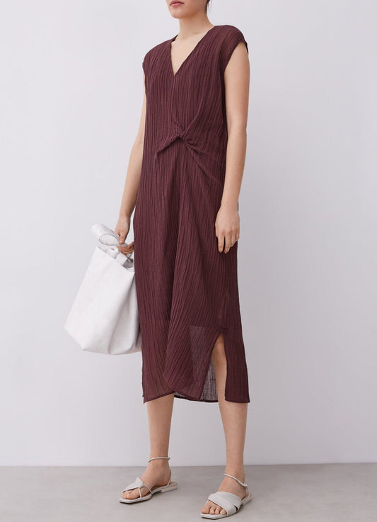 Maroon Ramie And Cotton Dress