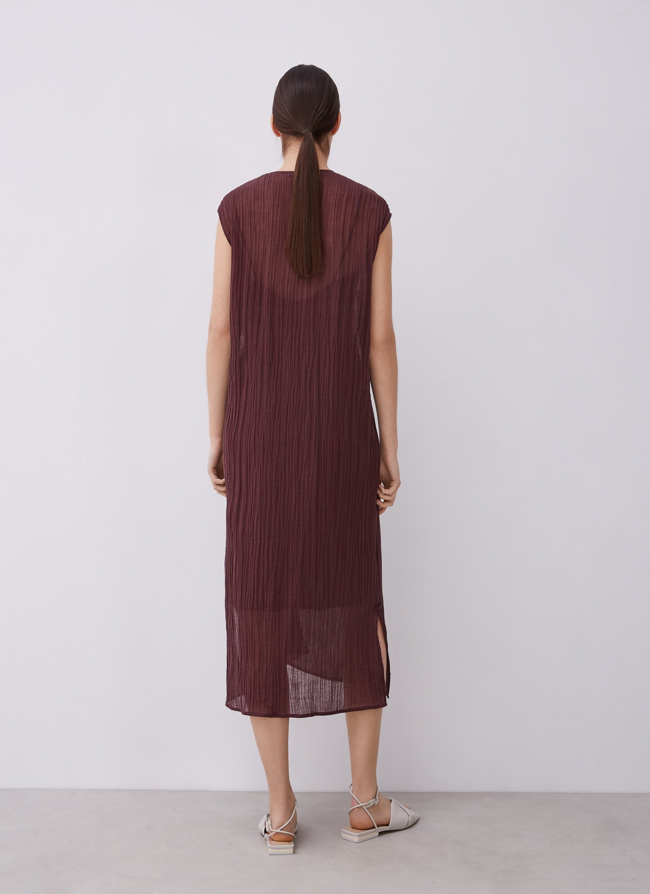 Maroon Ramie And Cotton Dress