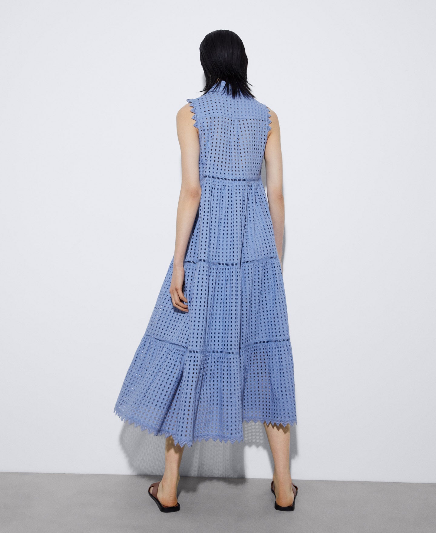 Blue Long Dress With Shirt Collar