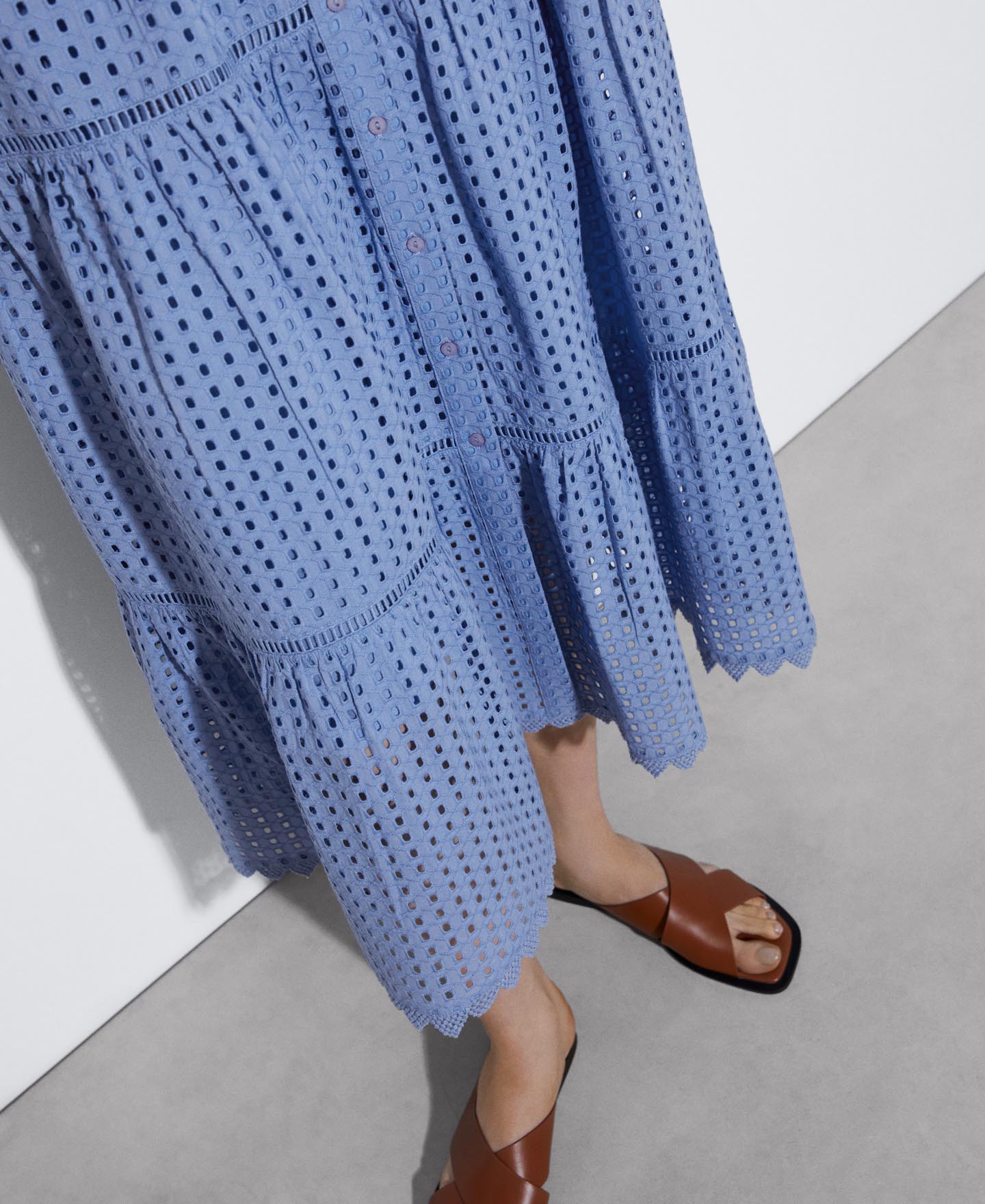 Blue Long Dress With Shirt Collar