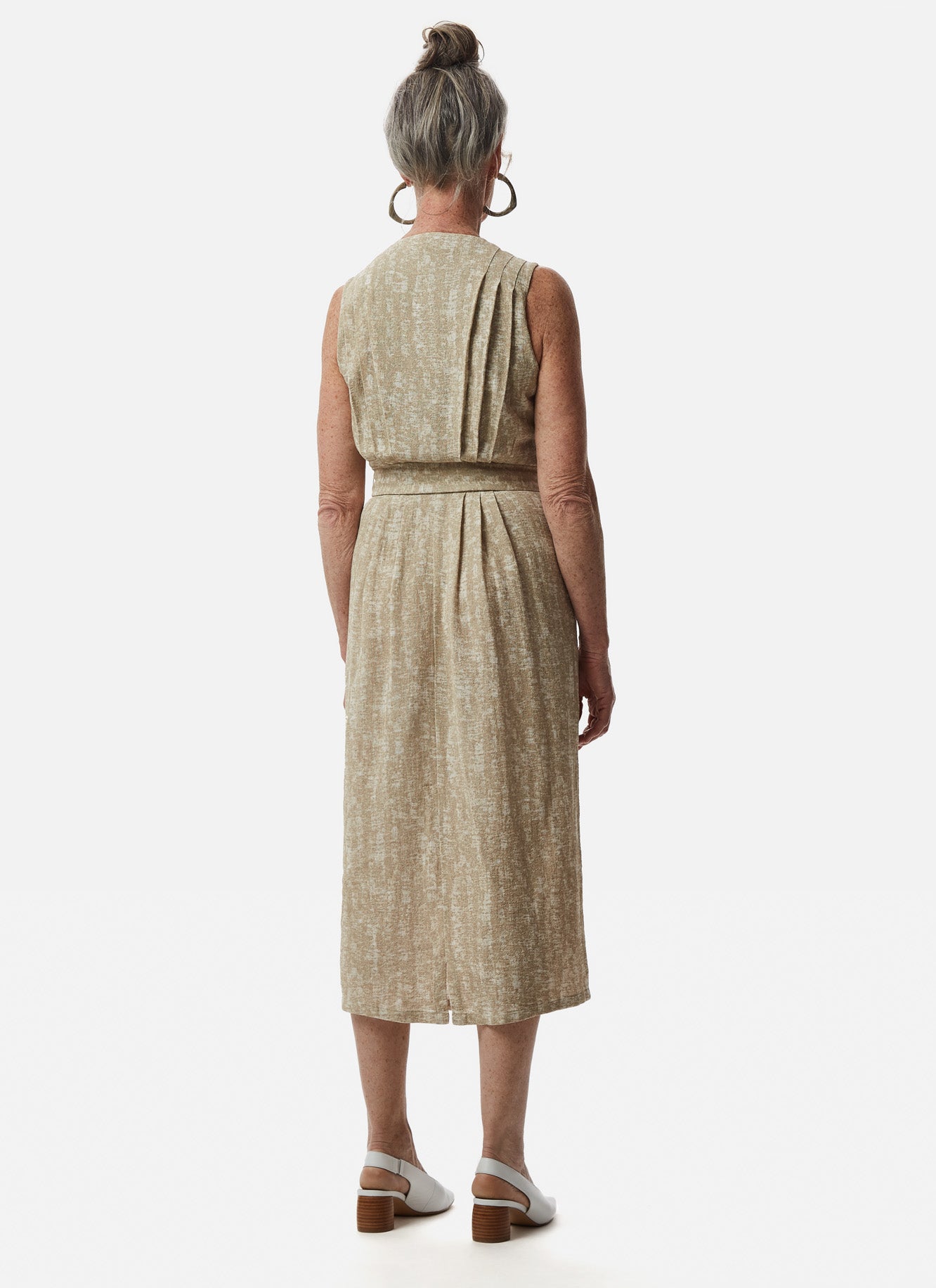 Sand Linen And Cotton Dress With Belt