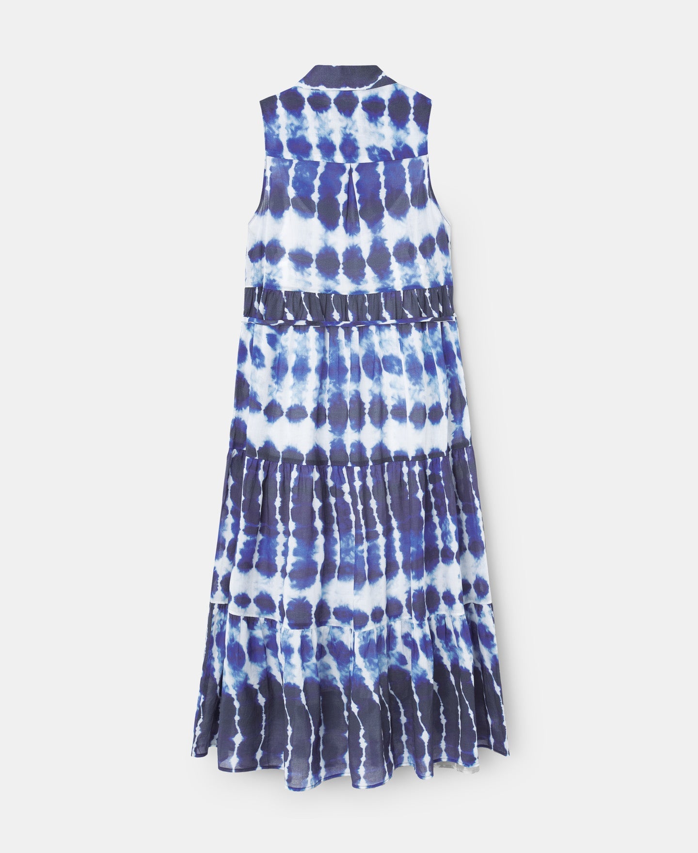 Blue Print Shibori Shirt Collar Dress