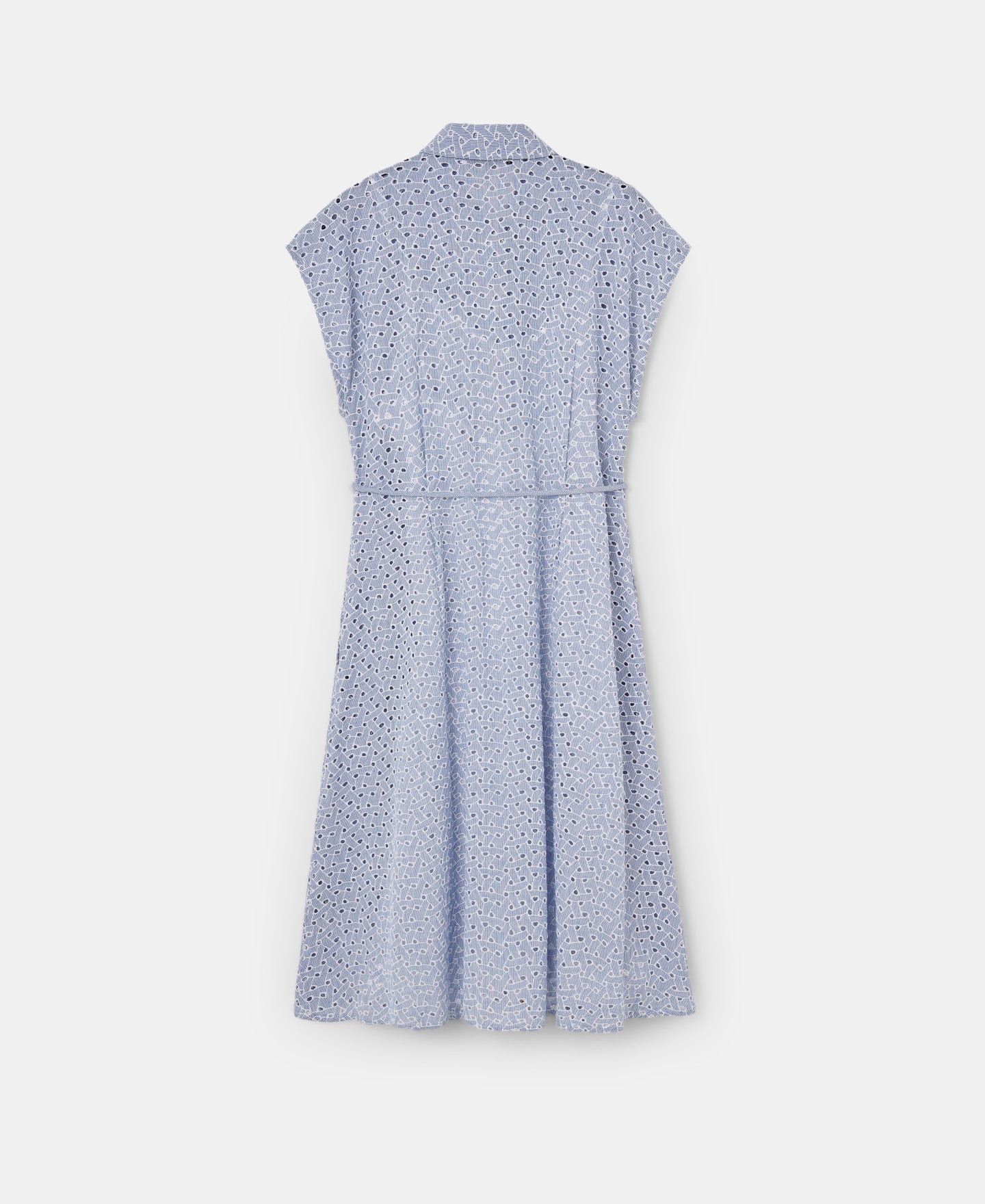 Blue Shirt Dress In Die-Cut Cotton