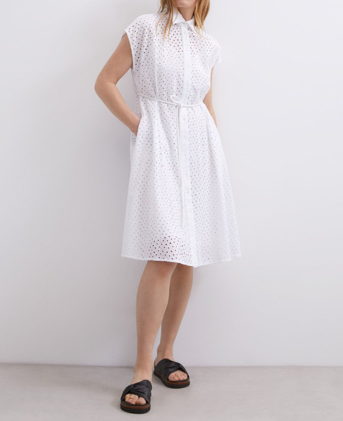 White White Shirt Collar Dress