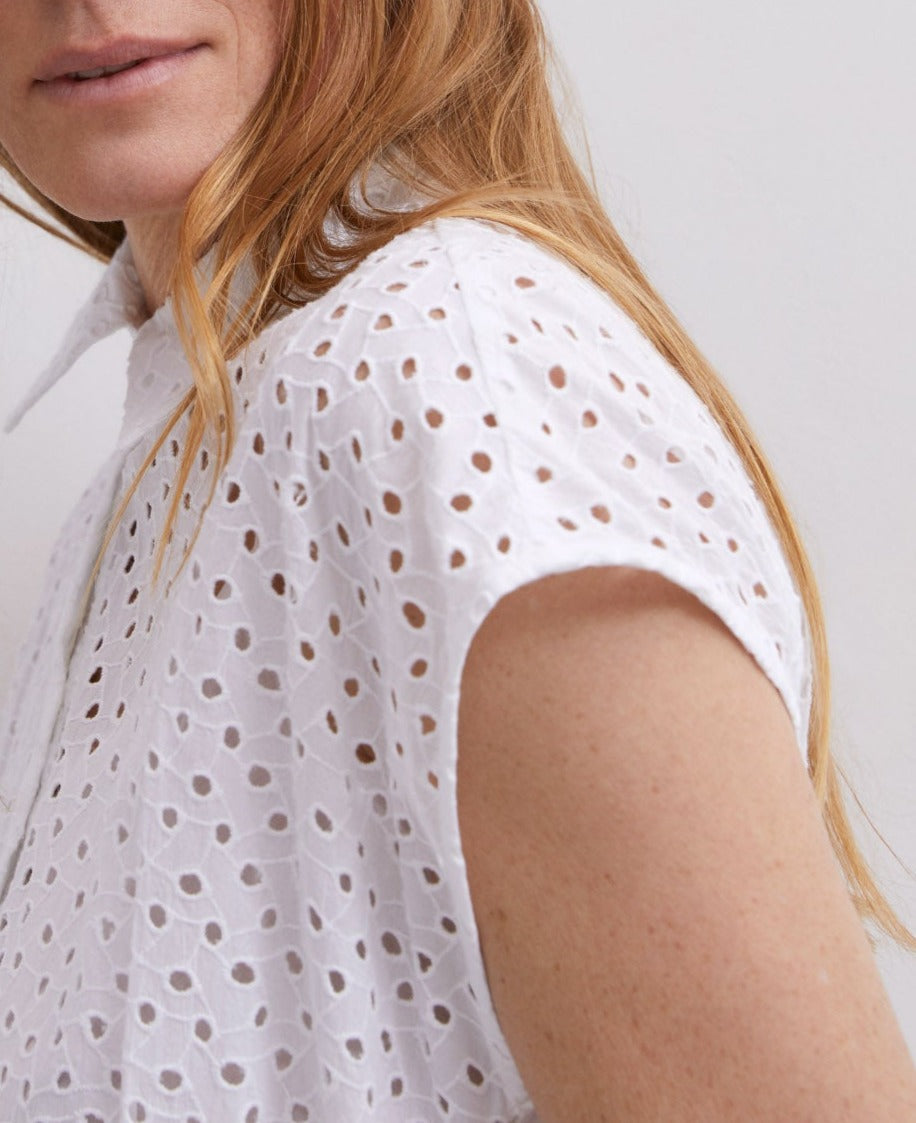 White White Shirt Collar Dress