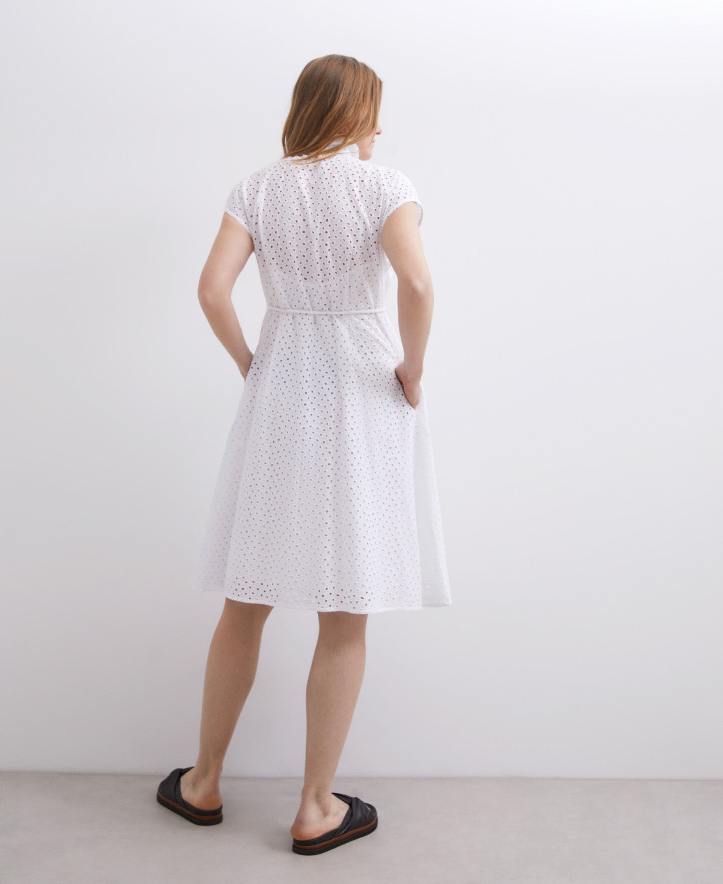 White White Shirt Collar Dress