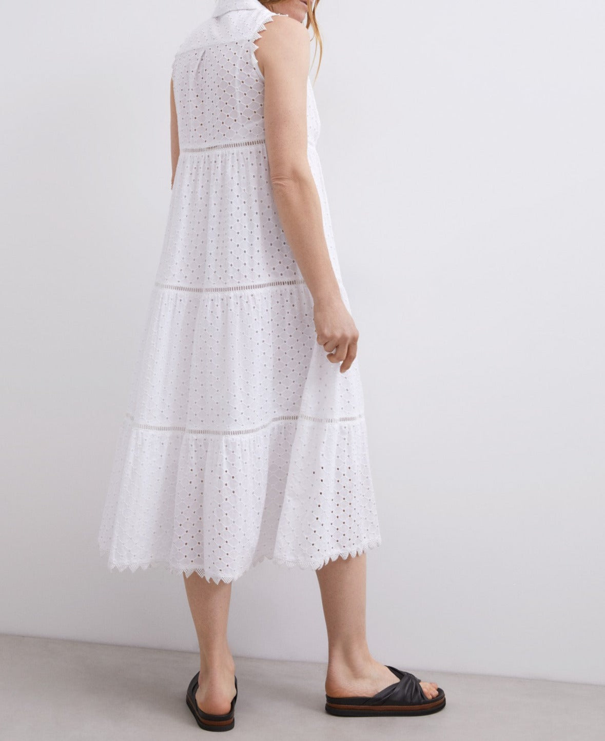 White Midi Dress White Shirt Collar