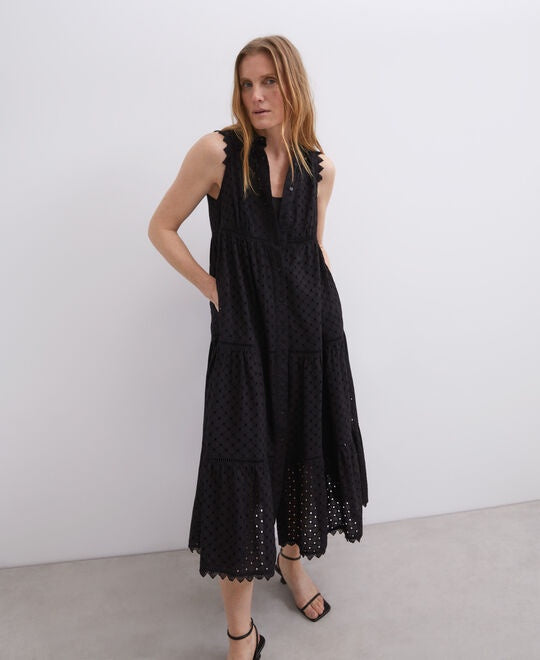 Black Midi Dress Black Shirt Collar