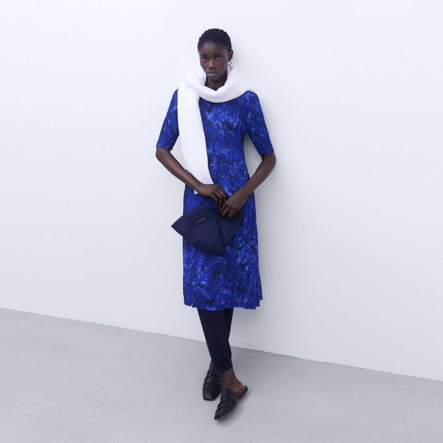 Crinkle Dress with Blue Print