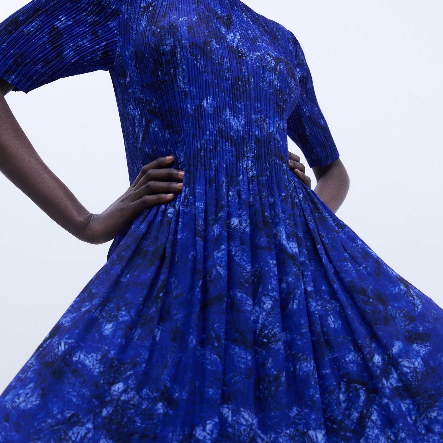 Crinkle Dress with Blue Print