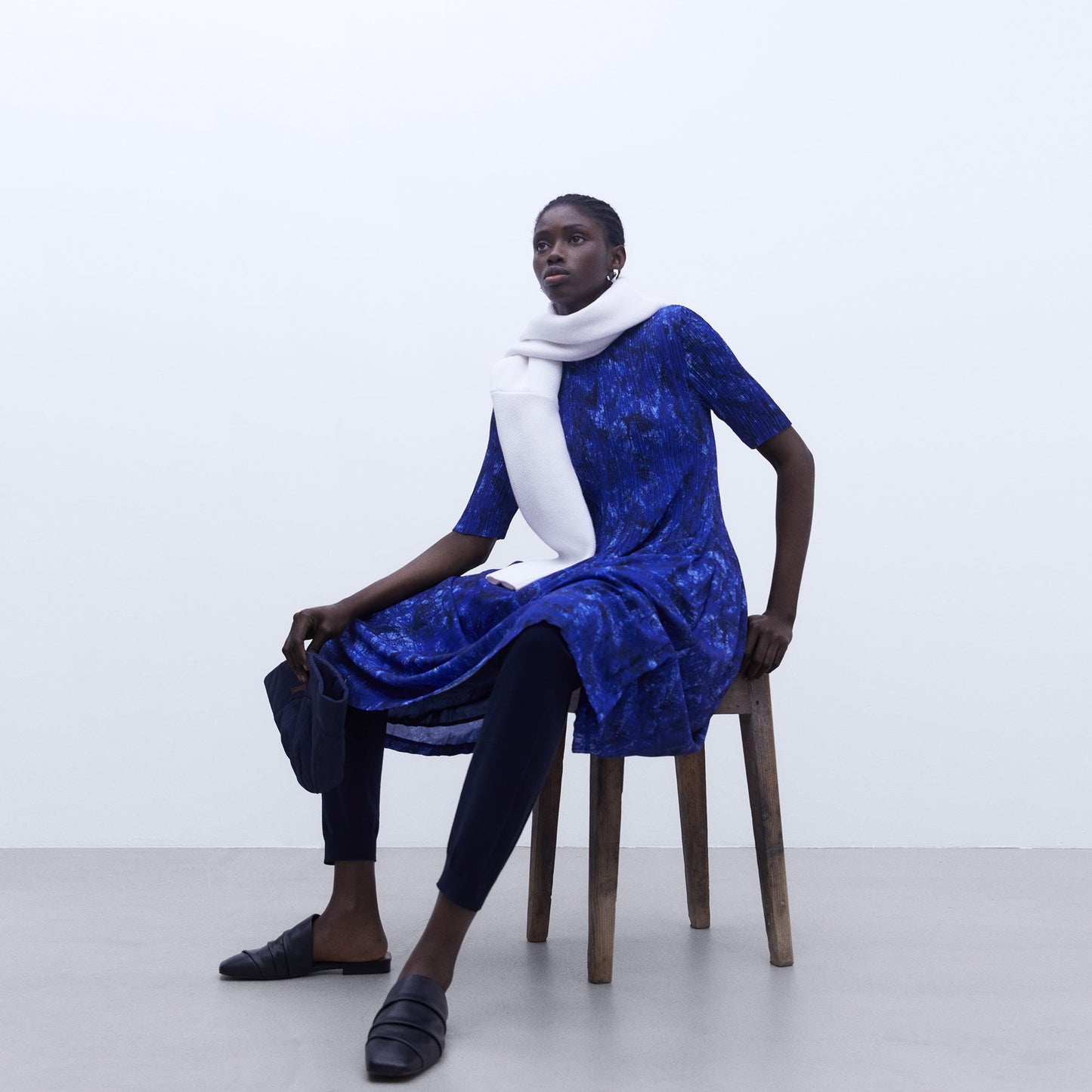 Crinkle Dress with Blue Print