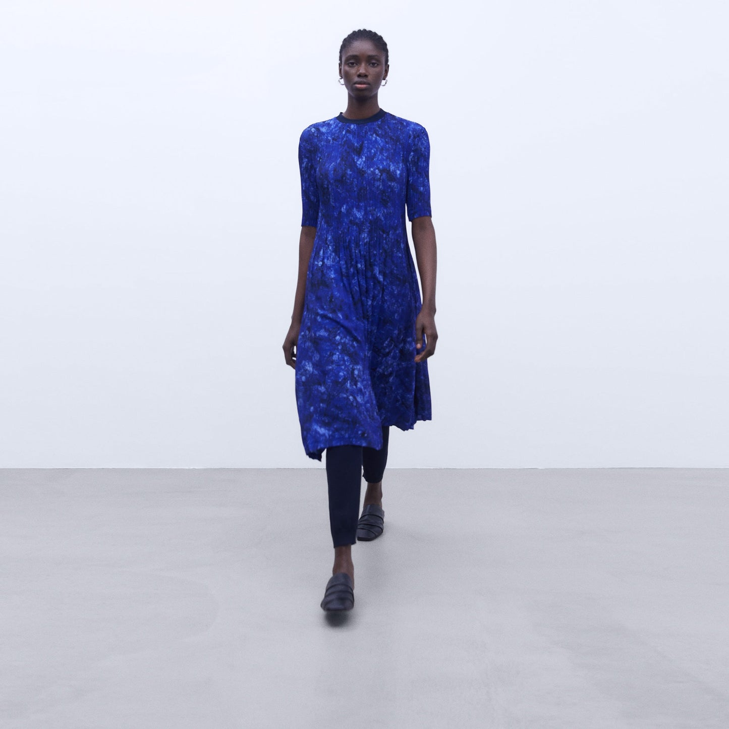 Crinkle Dress with Blue Print