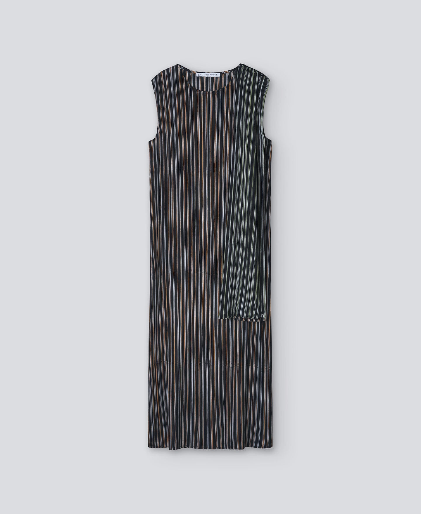 White/Blue Stripe Recycled Crinkle Dress With Bow