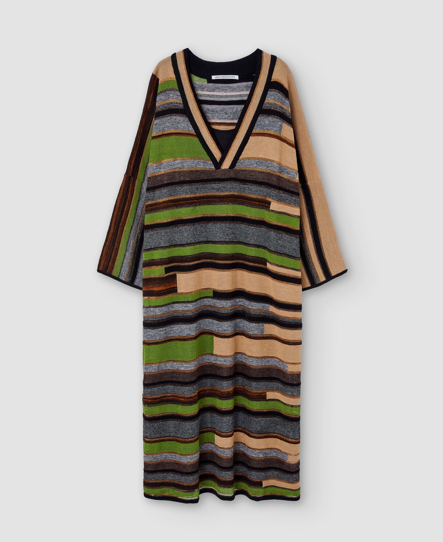 Multicolor Long Dress In Intarsia Wool