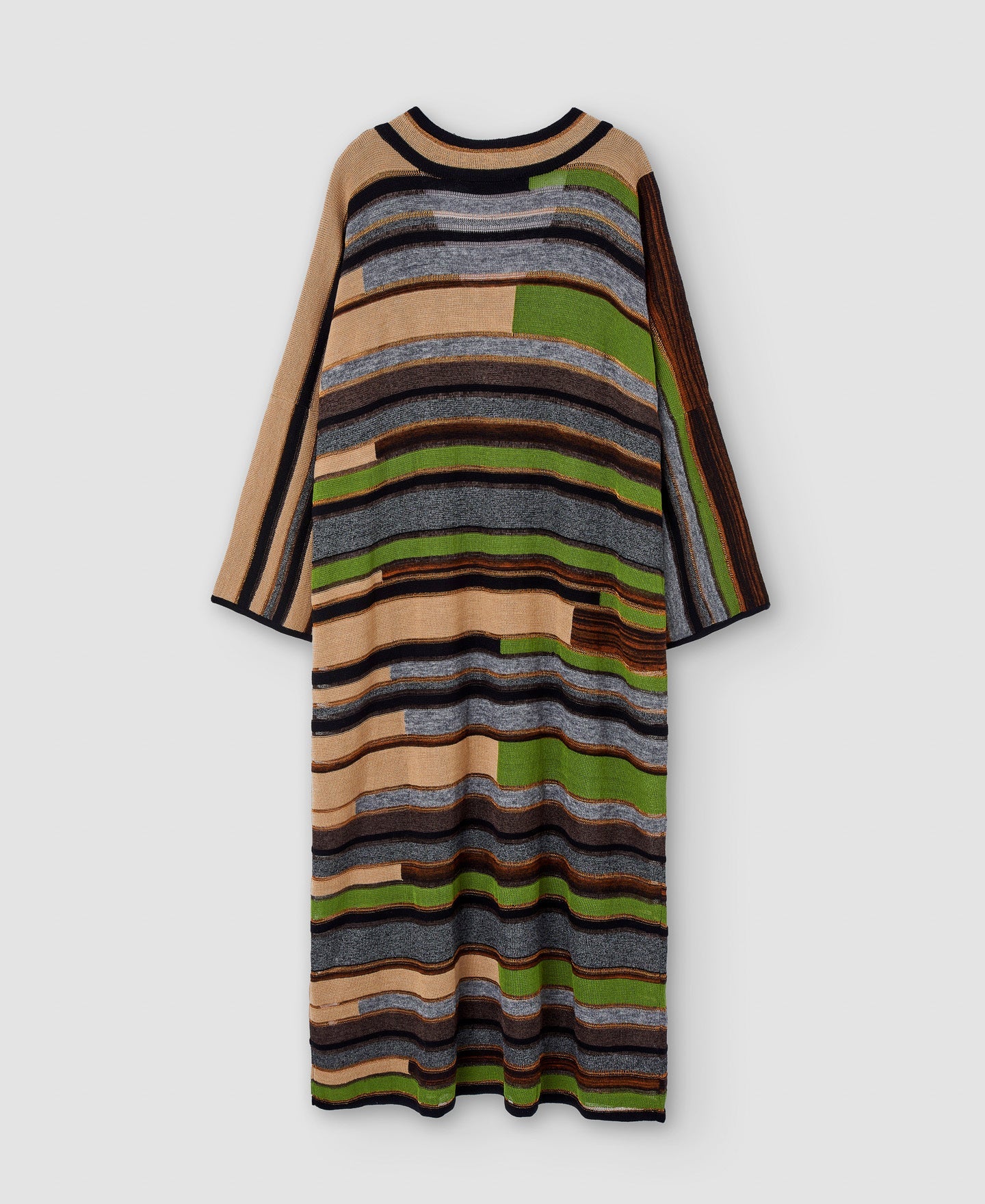 Multicolor Long Dress In Intarsia Wool