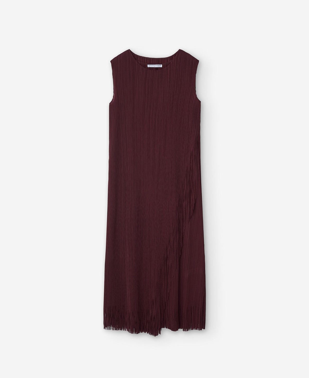Burgundy Recycled Polyester Fringed Dress