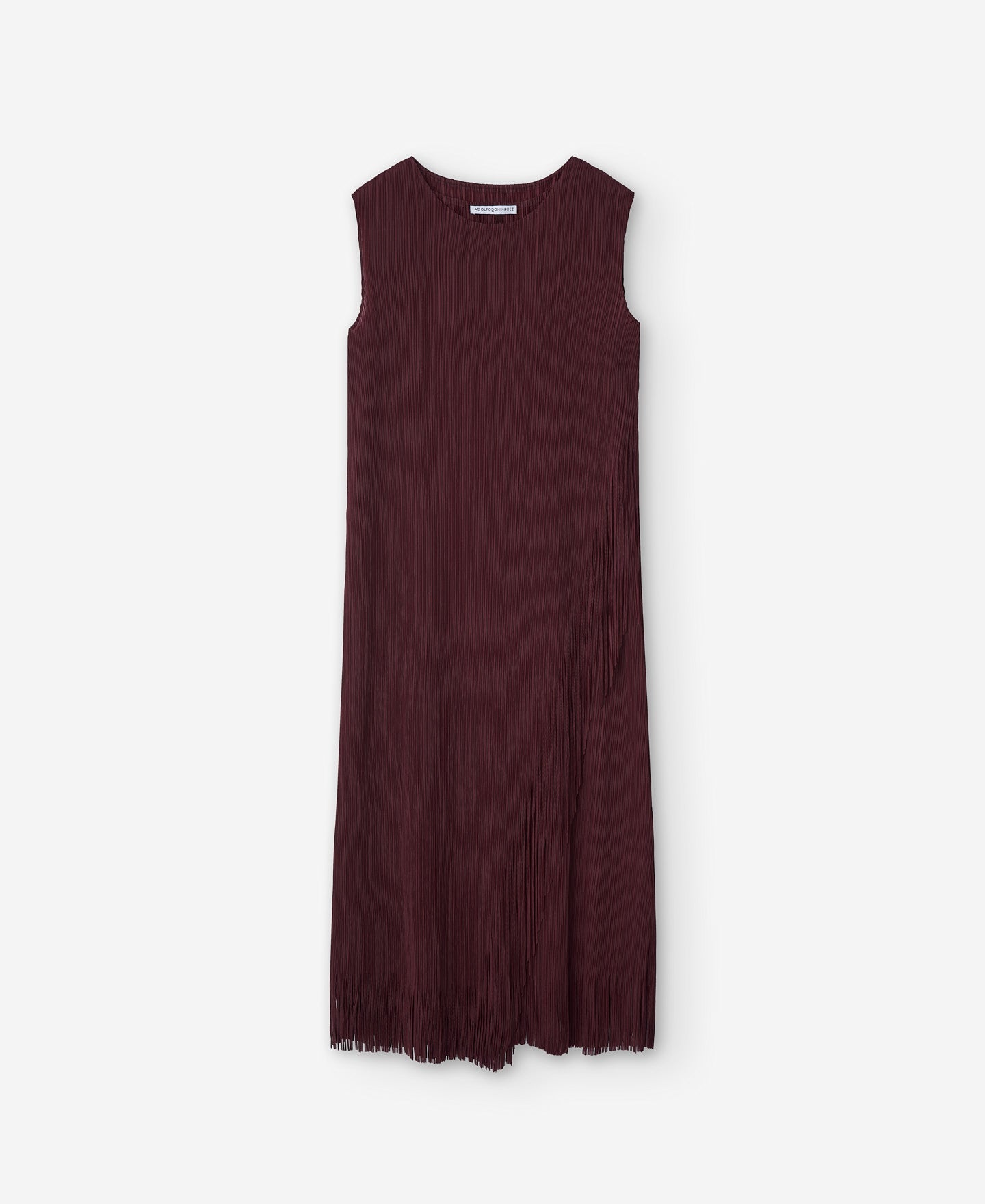 Burgundy Recycled Polyester Fringed Dress
