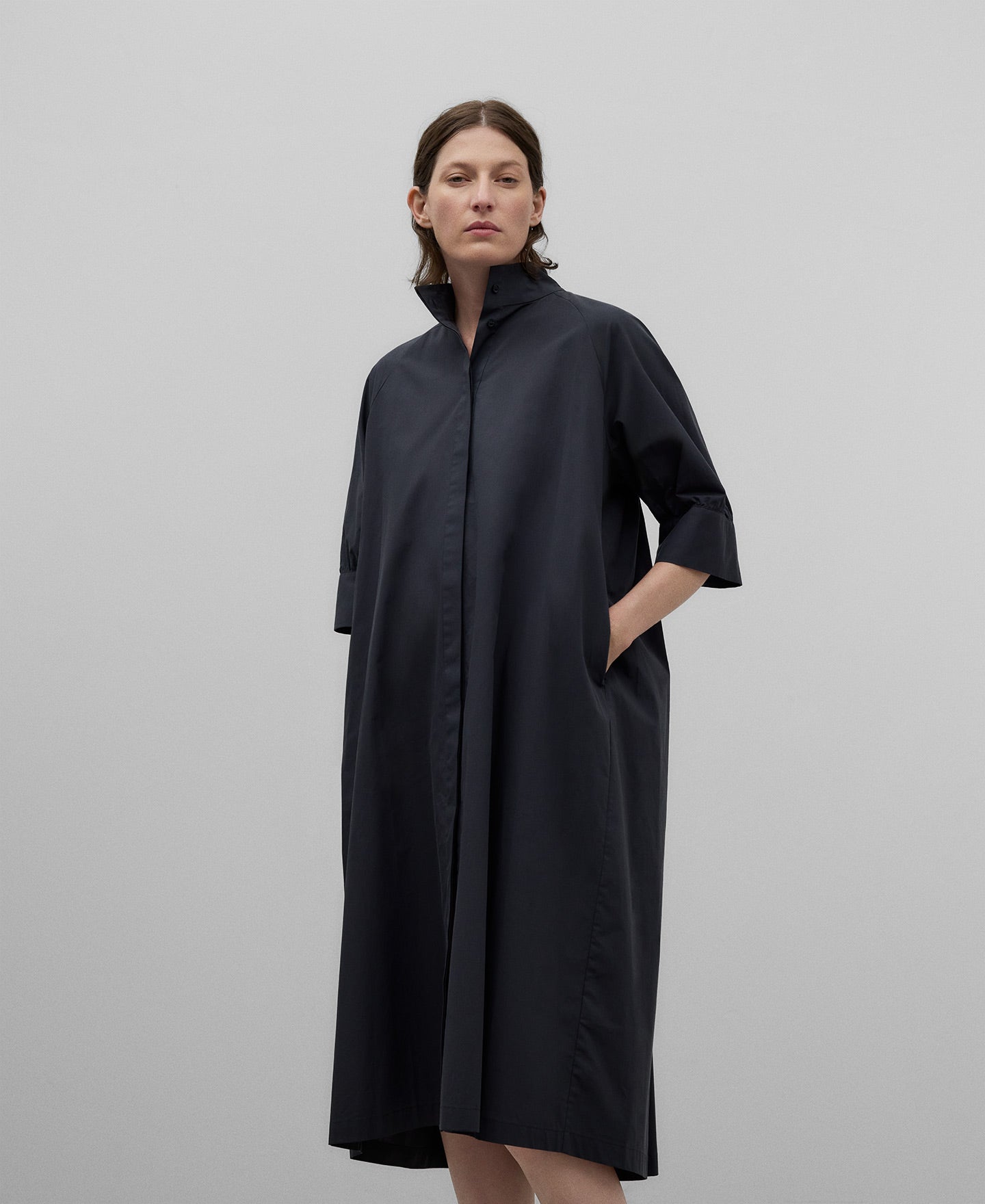 Dark blue Cotton Midi Dress