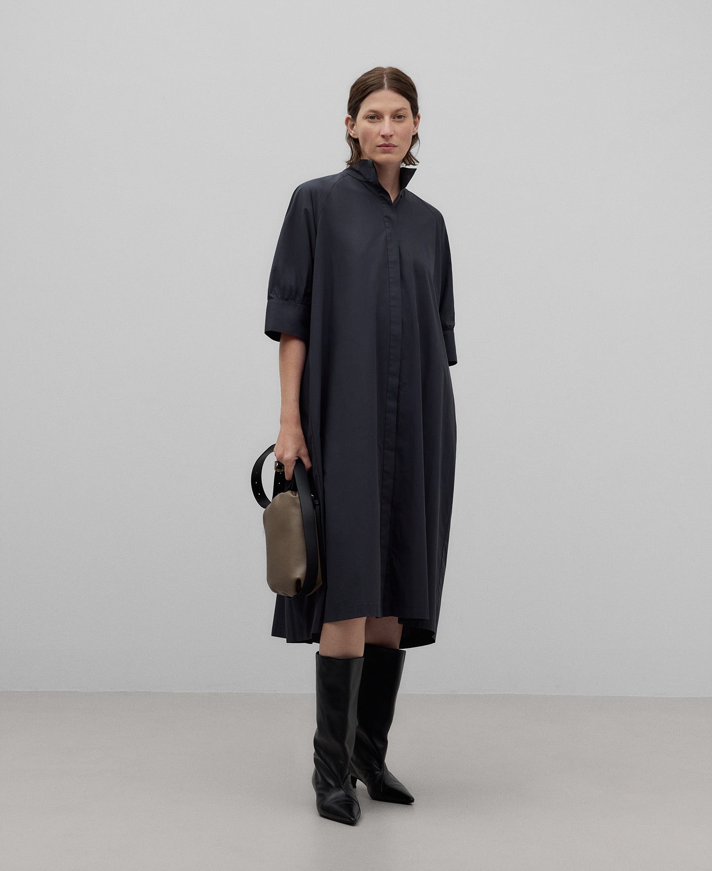 Dark blue Cotton Midi Dress