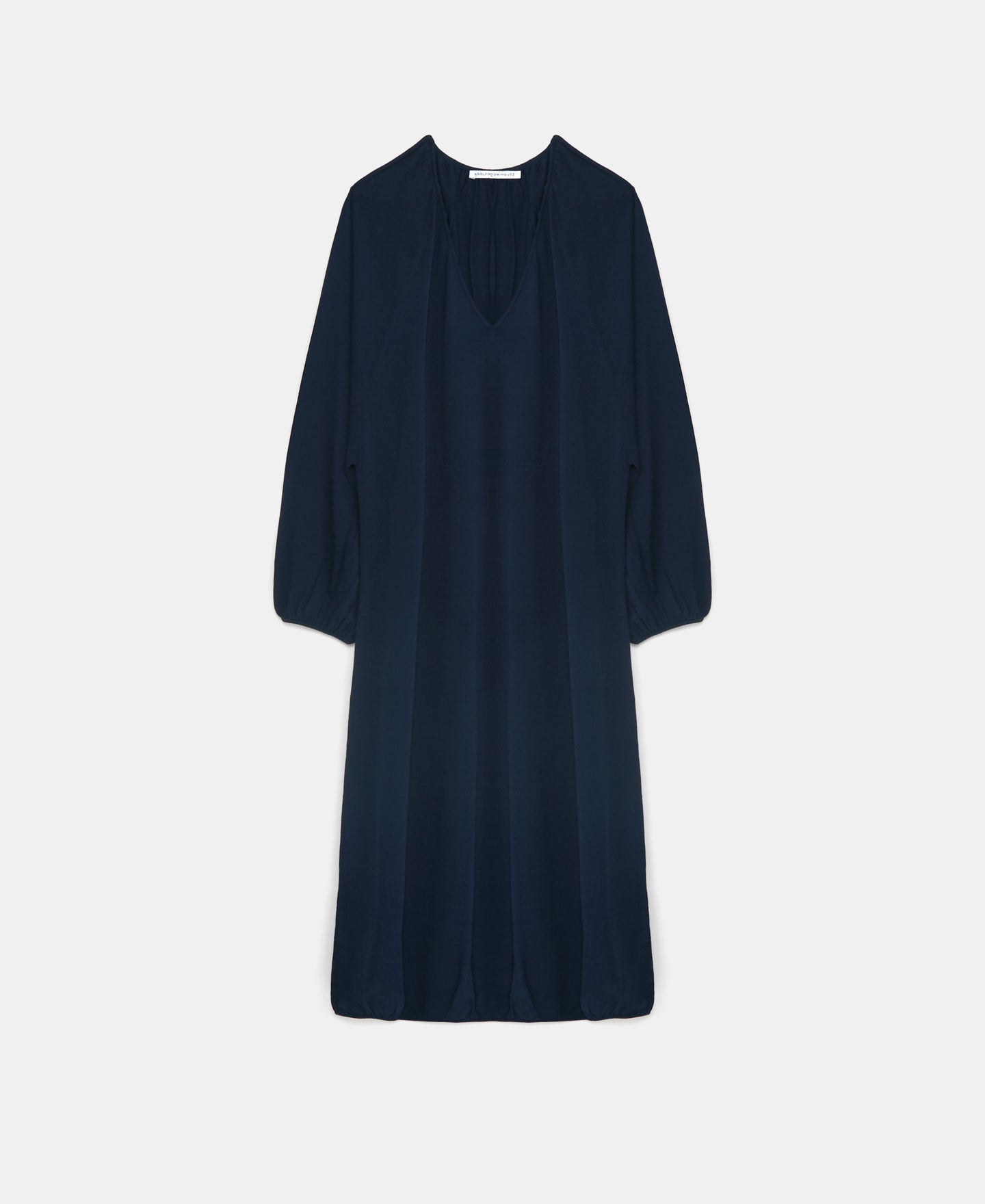 Navy Blue Balloon Silhouette Long Dress