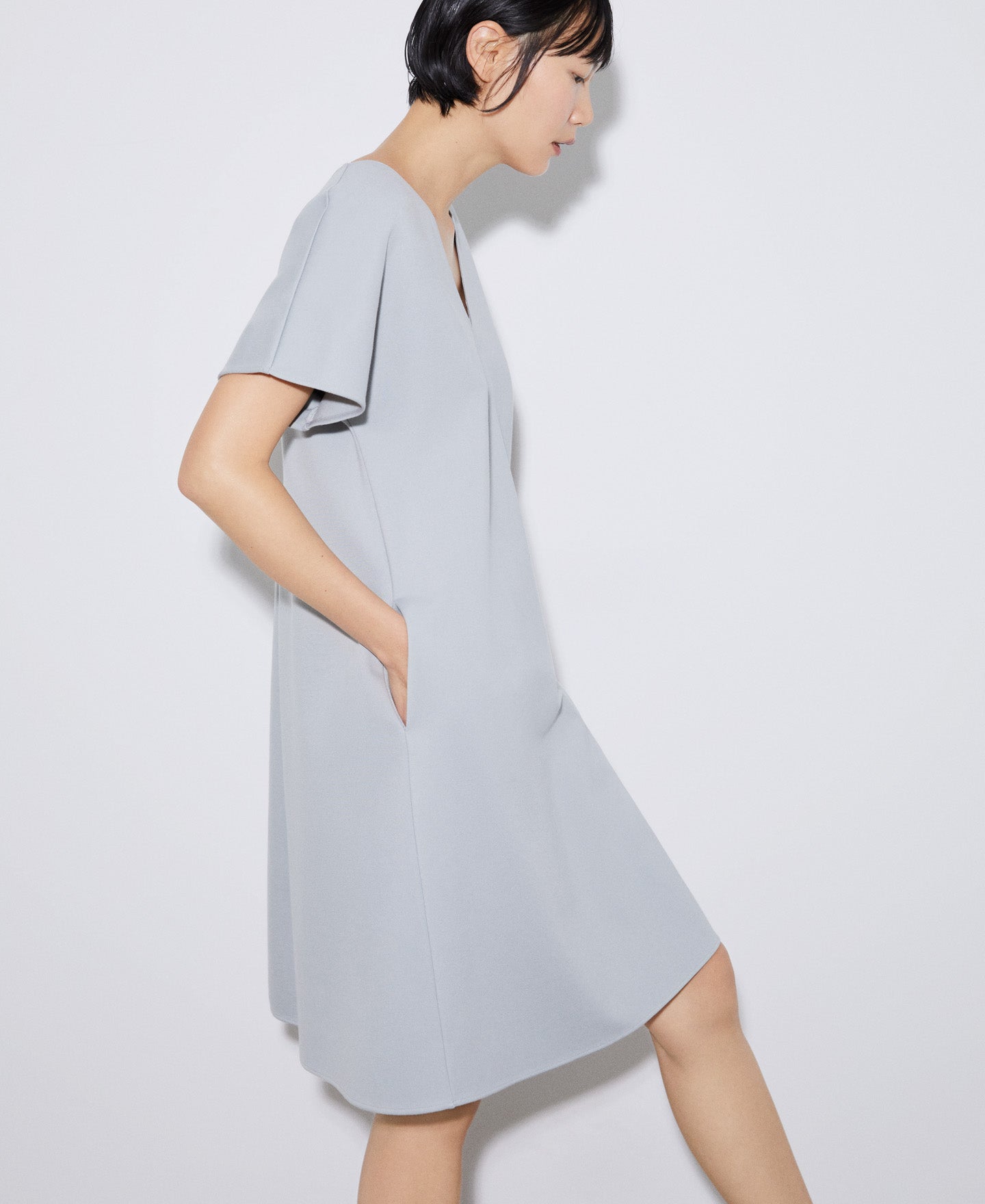 Charcoal Grey Responsible Viscose A-Line Dress