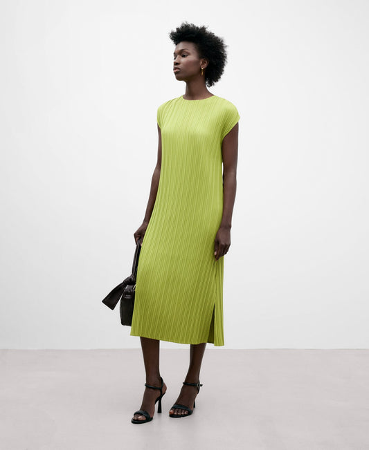 Crinkle Midi Dress in Green