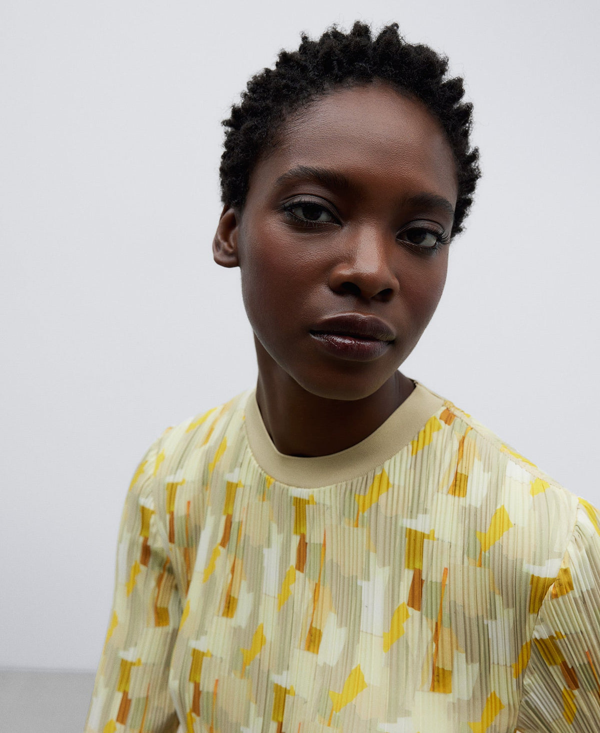 Yellow Print Printed Recycled Crinkle Dress