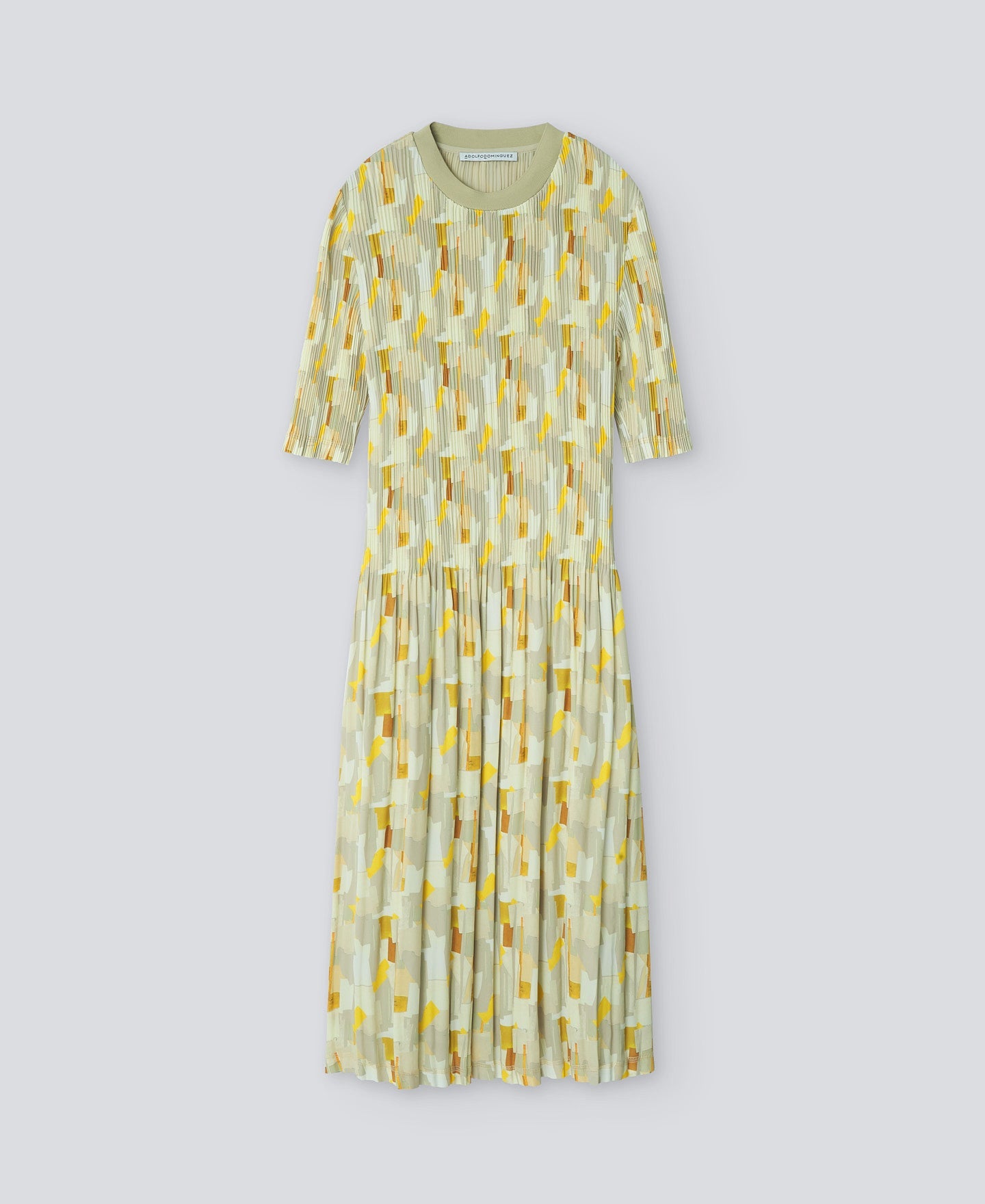 Yellow Print Printed Recycled Crinkle Dress