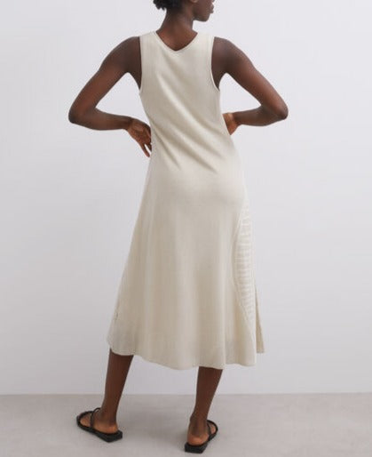 Stone/Ecru Two-Colour Jacquard Dress